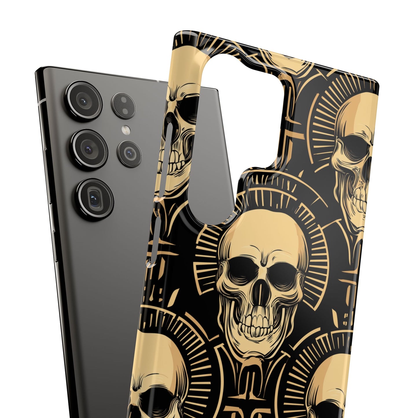 Skull Print Snap Case, Edgy Phone Cover for Goth Lovers, Protective Shell for Halloween, Unique Gift for Him or Her