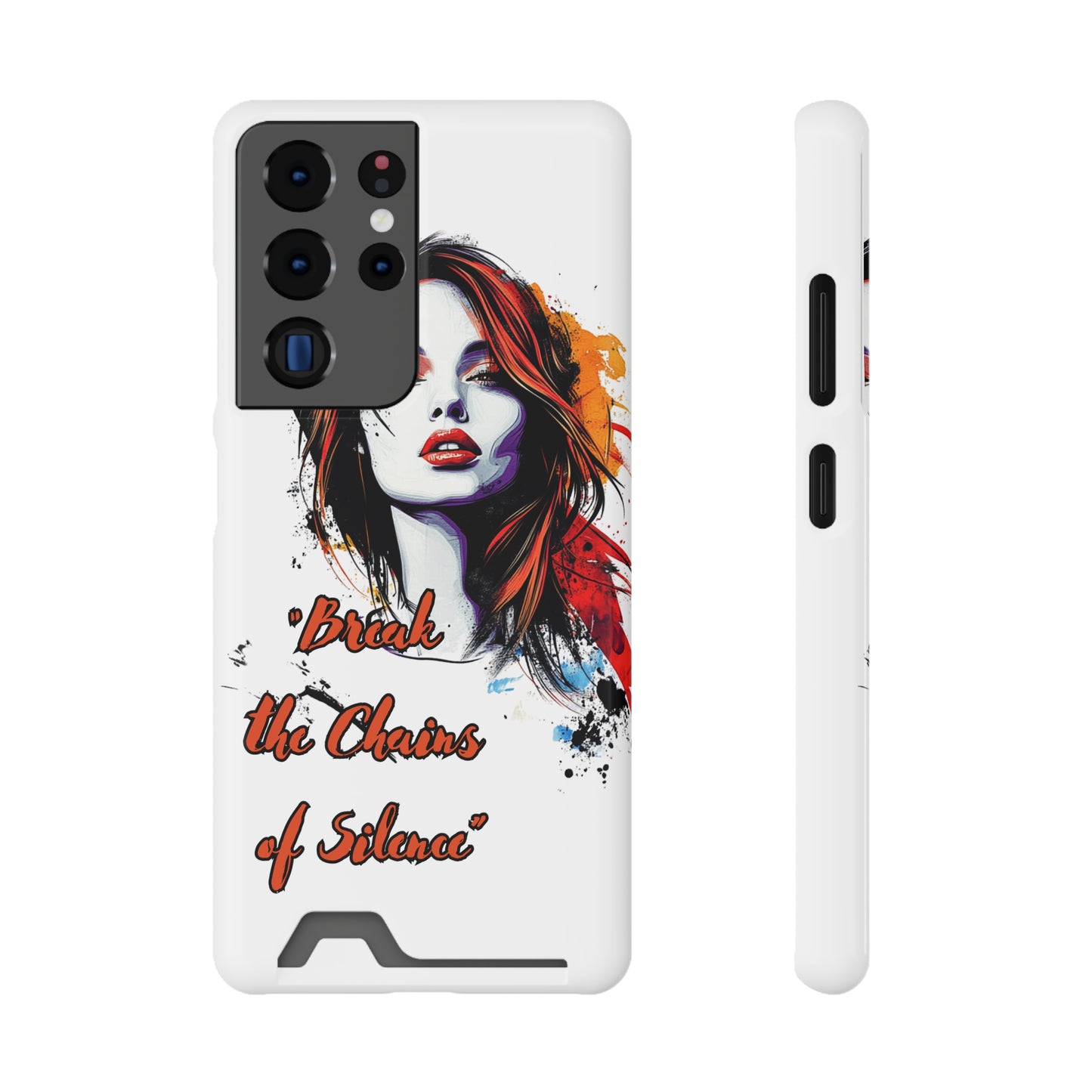 Artistic Phone Case With Card Holder for Empowerment | Break the Chains of Silence, Trendy Gift for Friends, Unique Phone Accessories, [...]