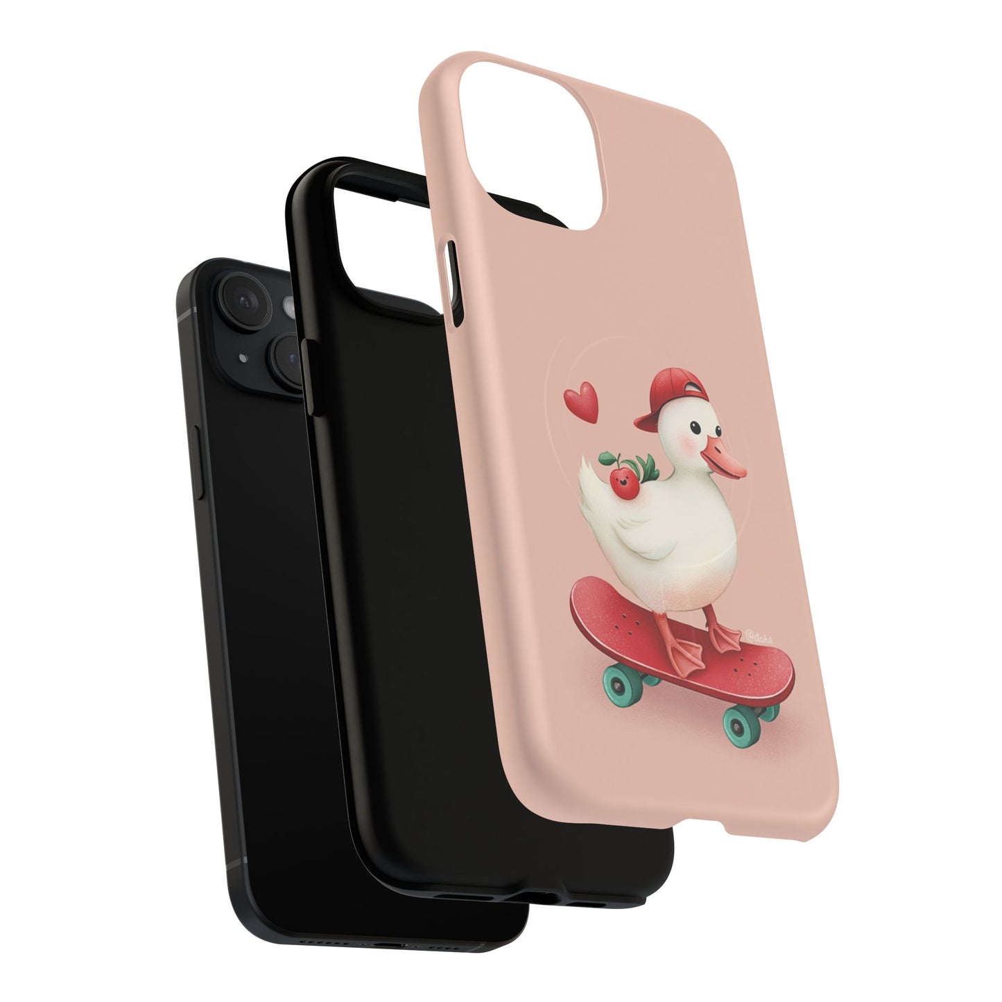 Duck Skateboard Magnetic Phone Case — Cute Pink Protective iPhone Cover