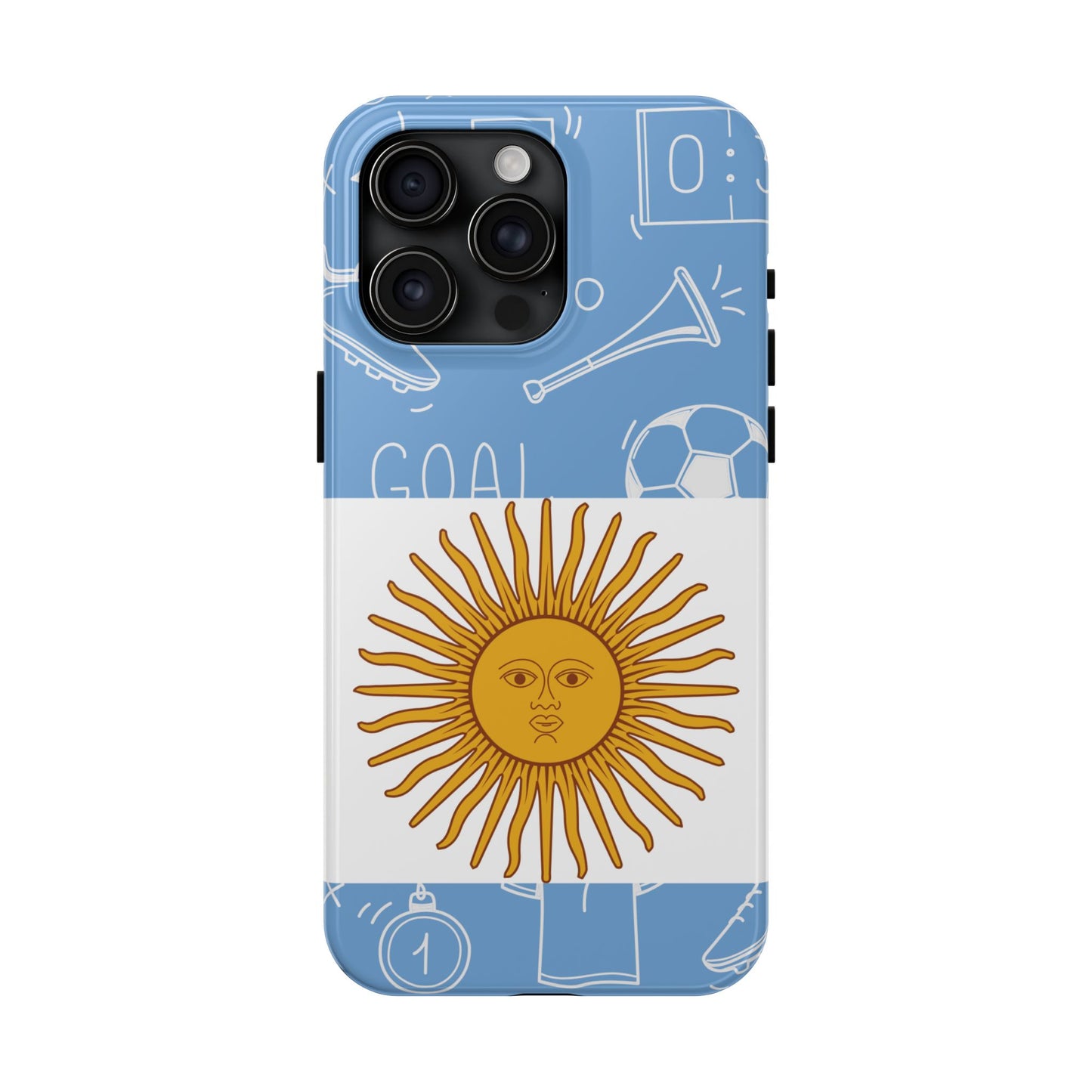 Argentina Flag Tough Phone Case — Soccer Sun Design, Durable Protective Phone Cover