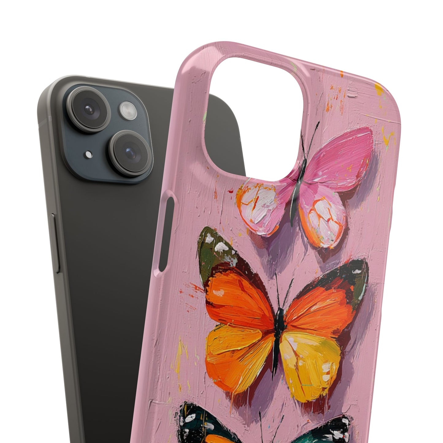 Pink Butterfly Snap Case Cover For iPhone and Samsung