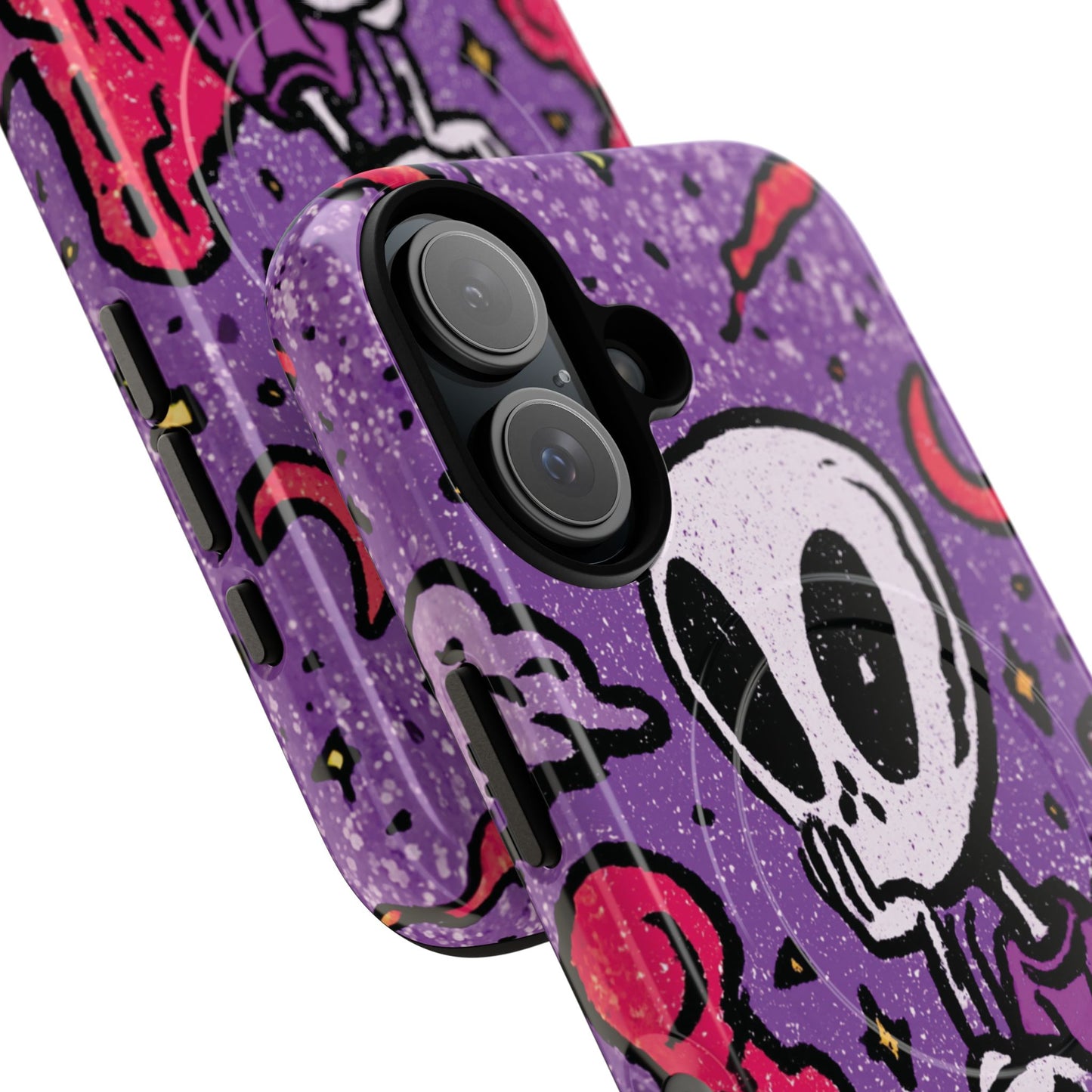 Alien Mushroom Phone Case — Cute Skeletal Space Illustration Tough Magnetic Case
