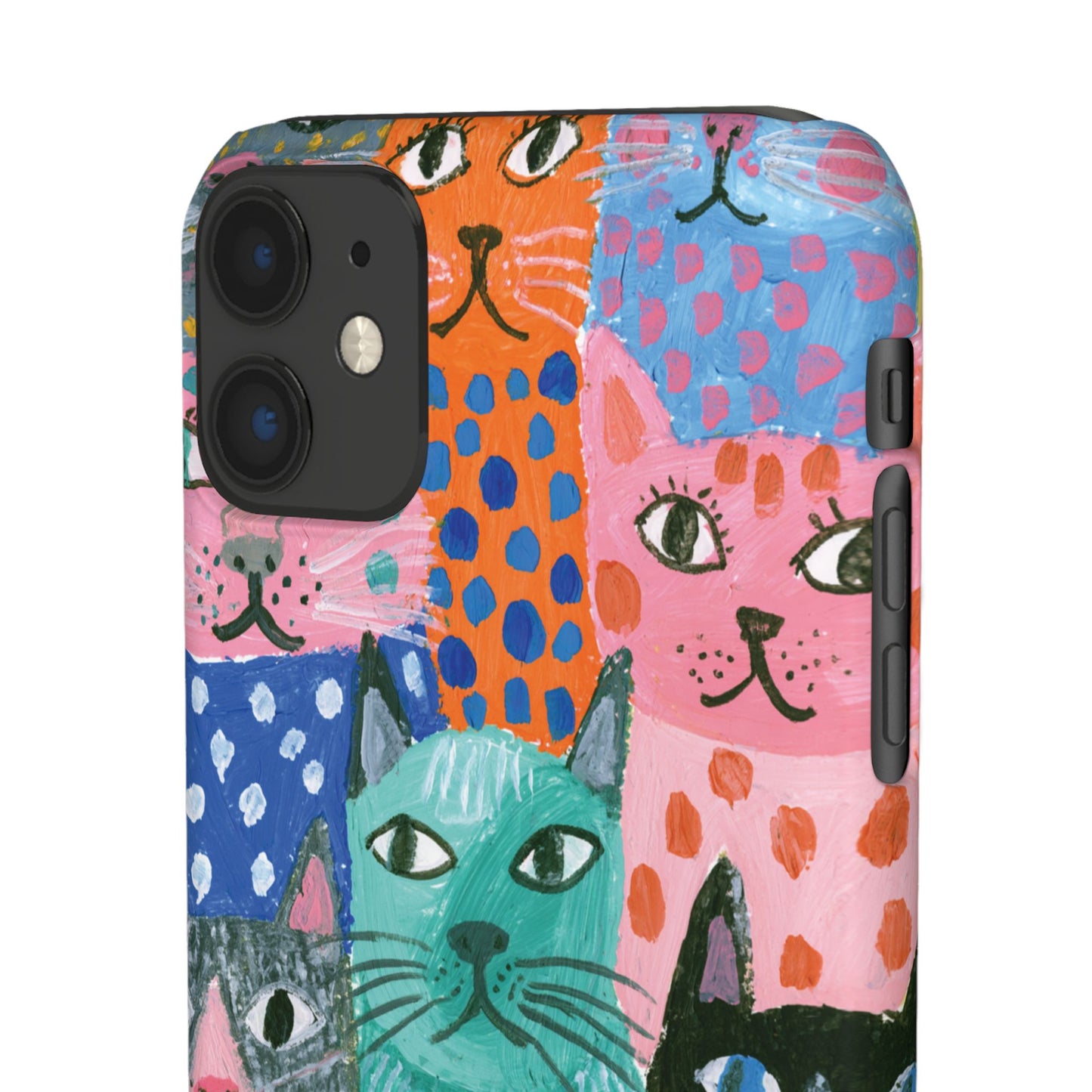 Colorful Cat Pattern Phone Case – Cute Multicolor Kitty Snap Case