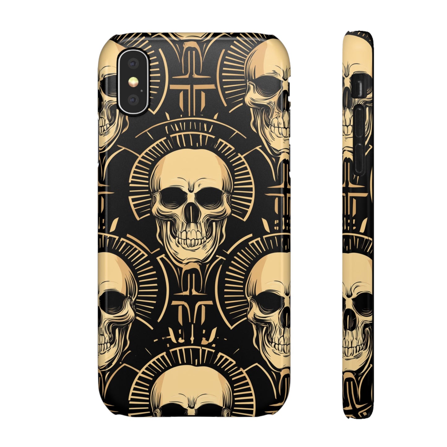Skull Print Snap Case, Edgy Phone Cover for Goth Lovers, Protective Shell for Halloween, Unique Gift for Him or Her