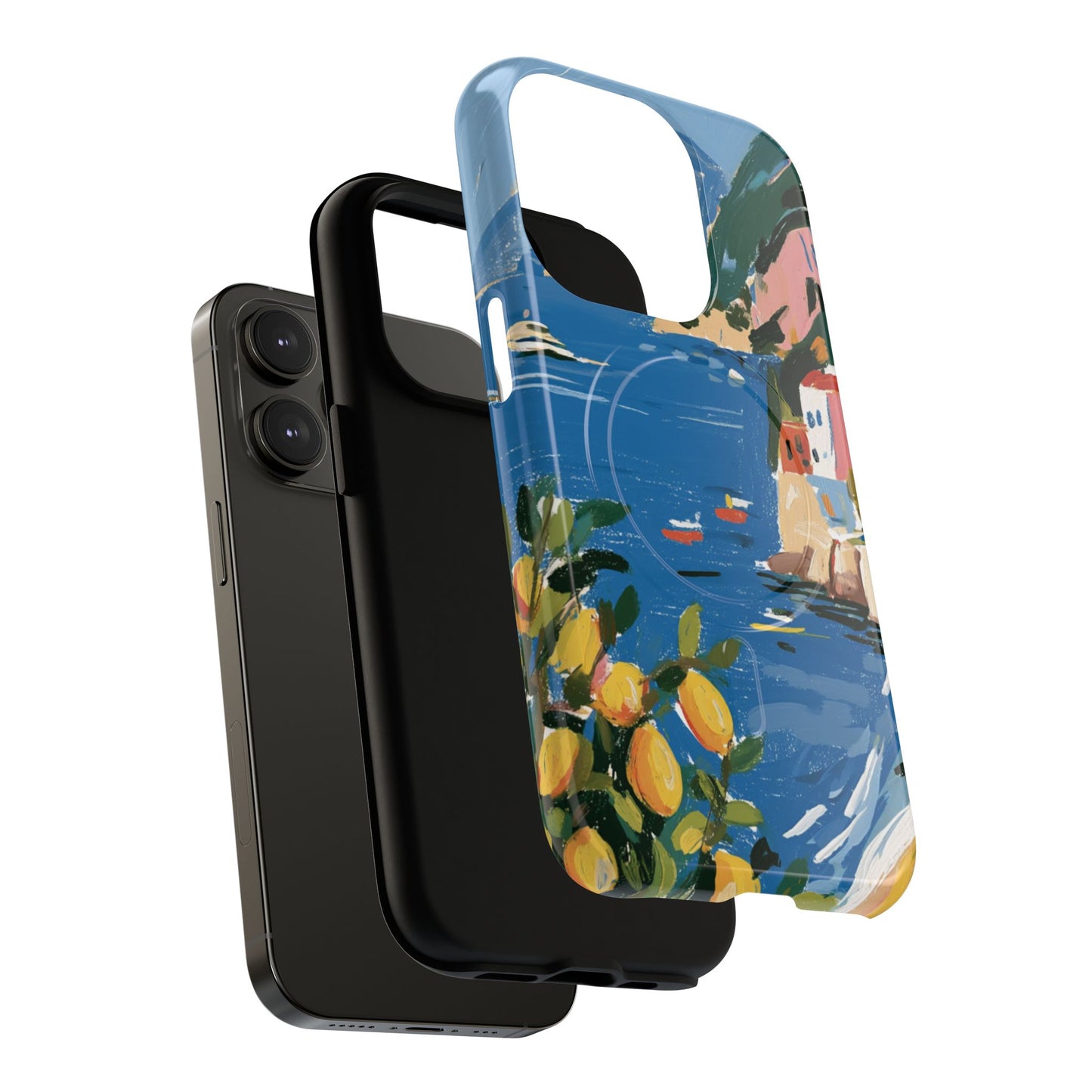 Mediterranean Seaside Phone Case — Painterly Lemon Coast Tough Magnetic Case