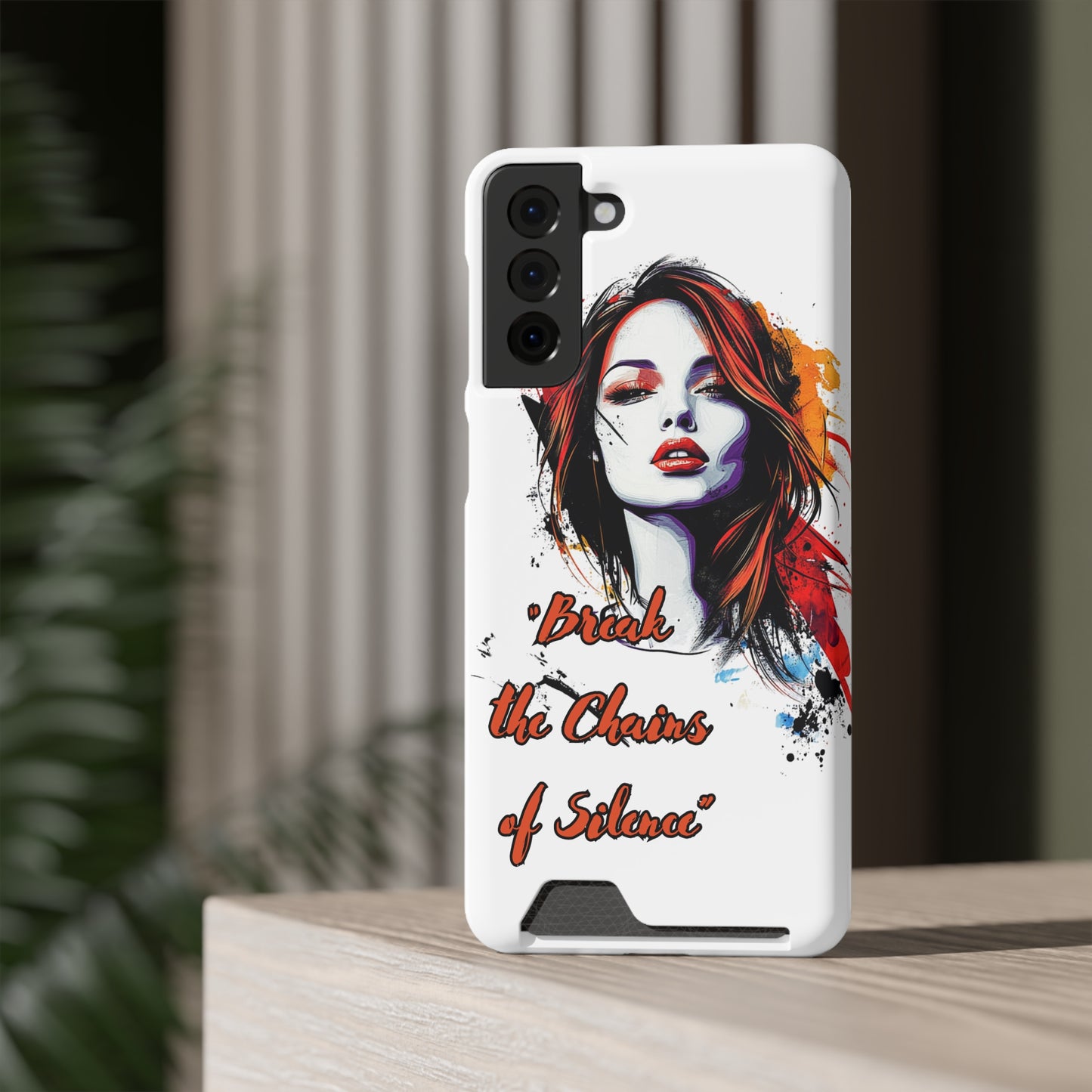 Artistic Phone Case With Card Holder for Empowerment | Break the Chains of Silence, Trendy Gift for Friends, Unique Phone Accessories, [...]