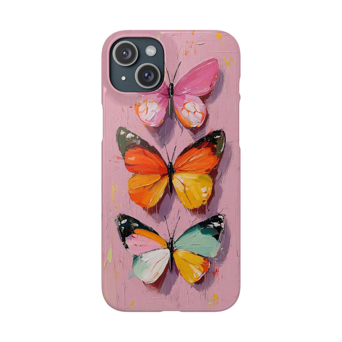 Pink Butterfly Snap Case Cover For iPhone and Samsung