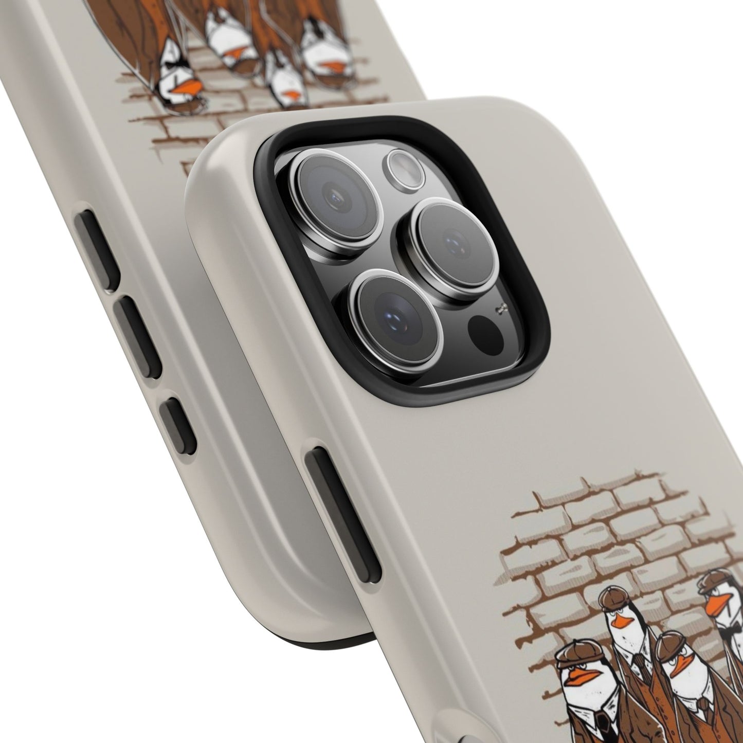 Penguin Blinders Vintage Grey Phone Case | iPhone 17 Tough Case