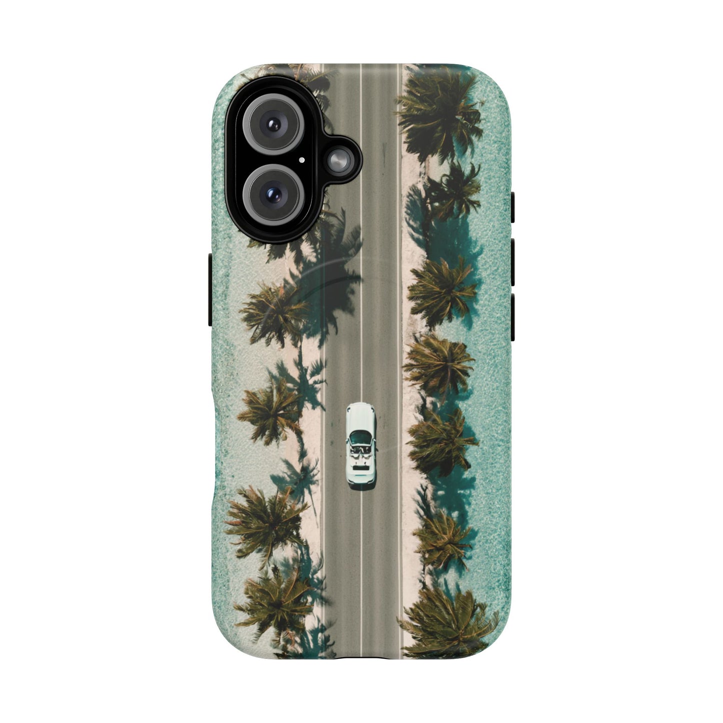 Palm Road Tough Magnetic Phone Case — Coastal Aerial Car Design