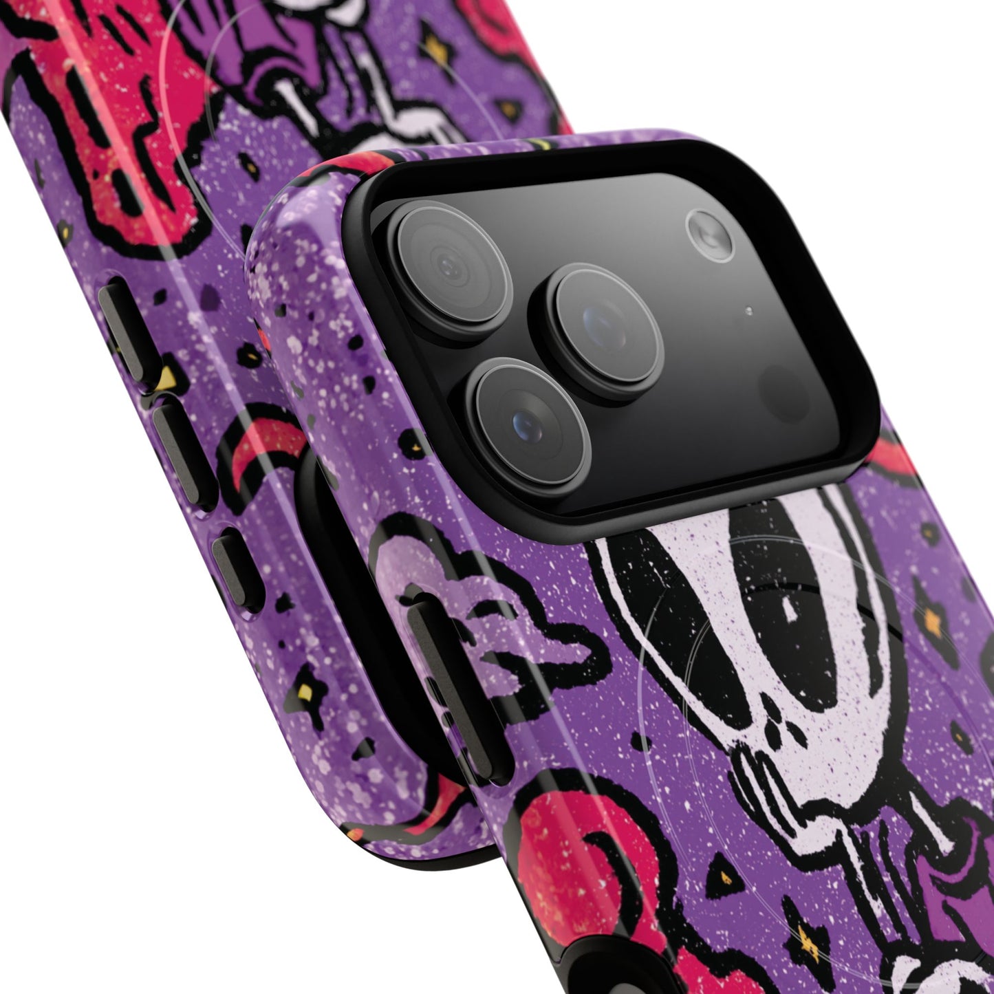 Alien Mushroom Phone Case — Cute Skeletal Space Illustration Tough Magnetic Case