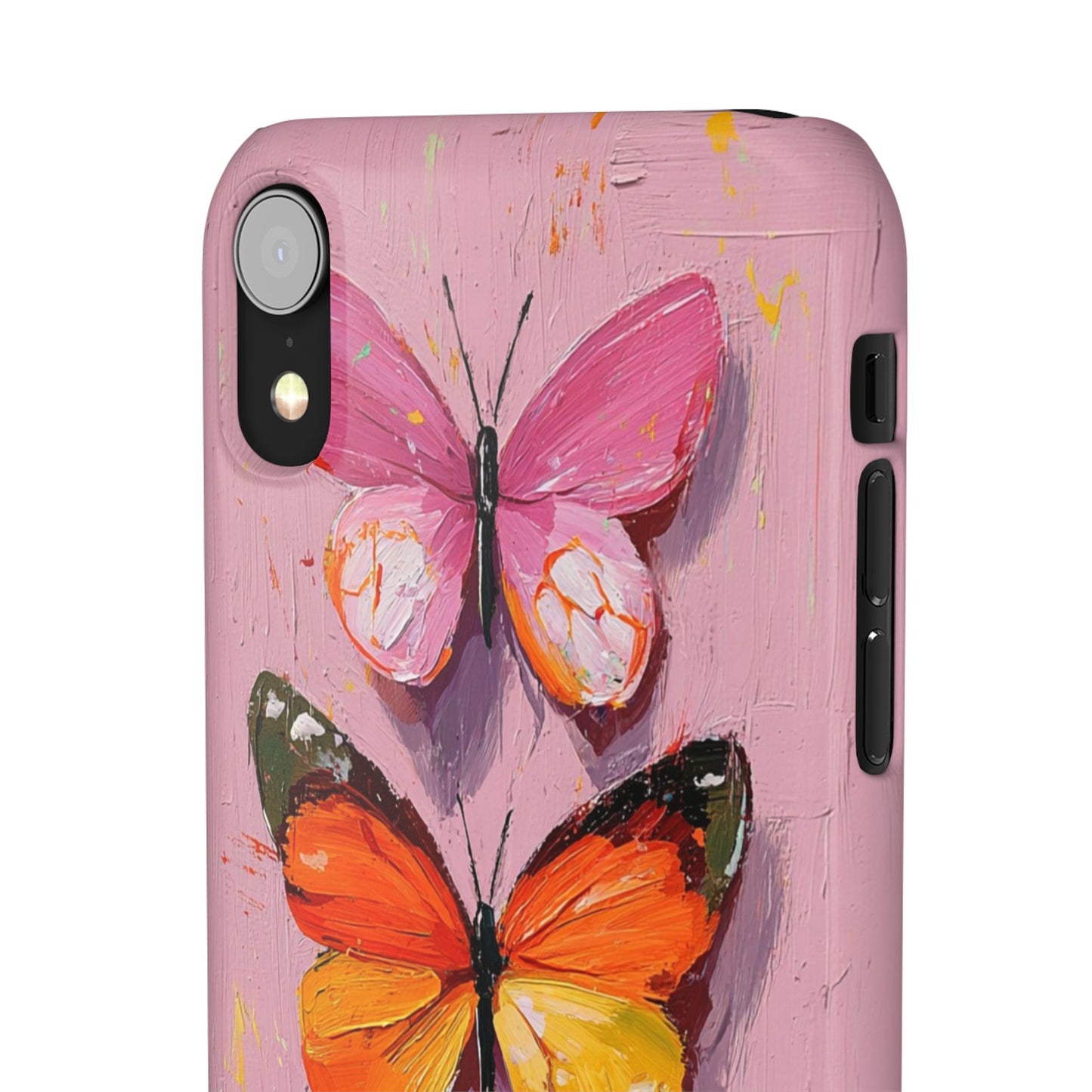 Pink Butterfly Snap Case Cover For iPhone and Samsung