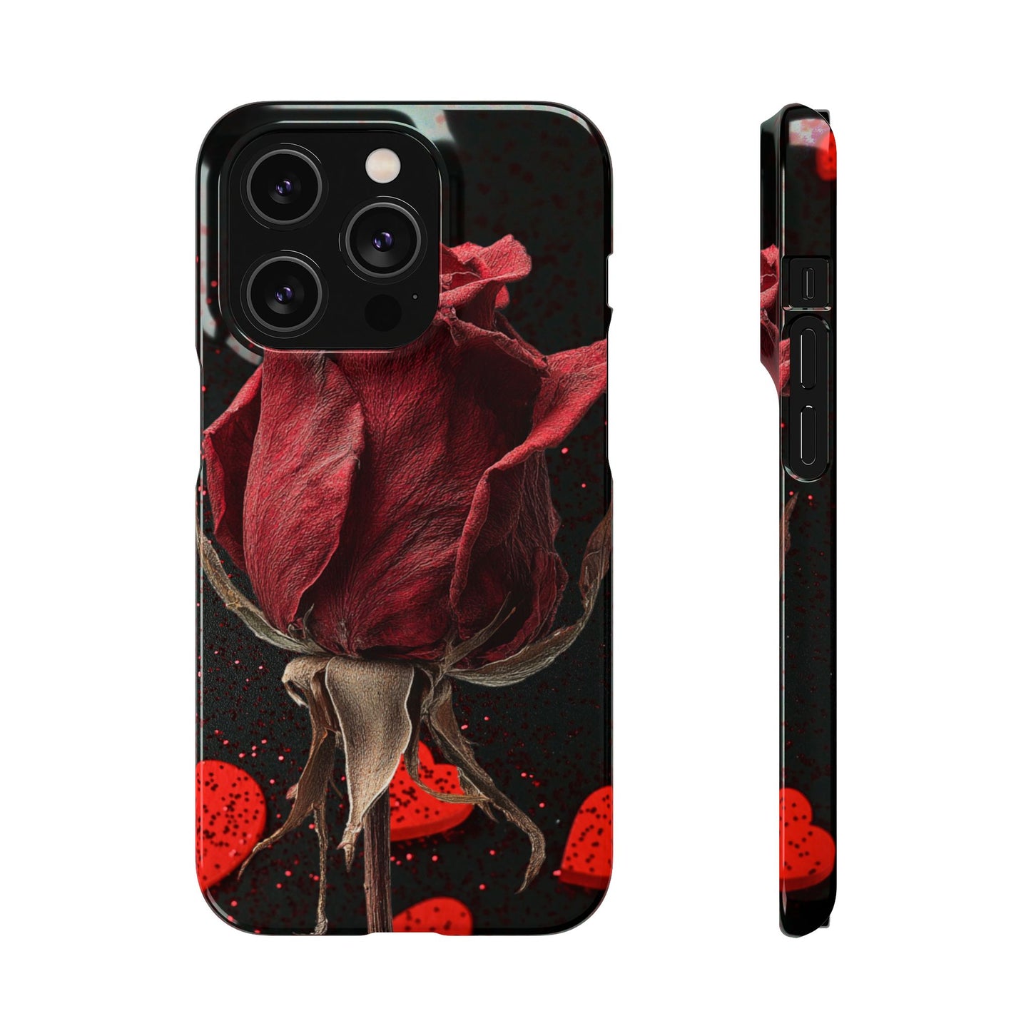 Romantic Rose Snap Case, Floral Phone Cover, Valentines Day Gift, Trendy Mobile Accessory, Heart Design Case, Elegant Phone Protector