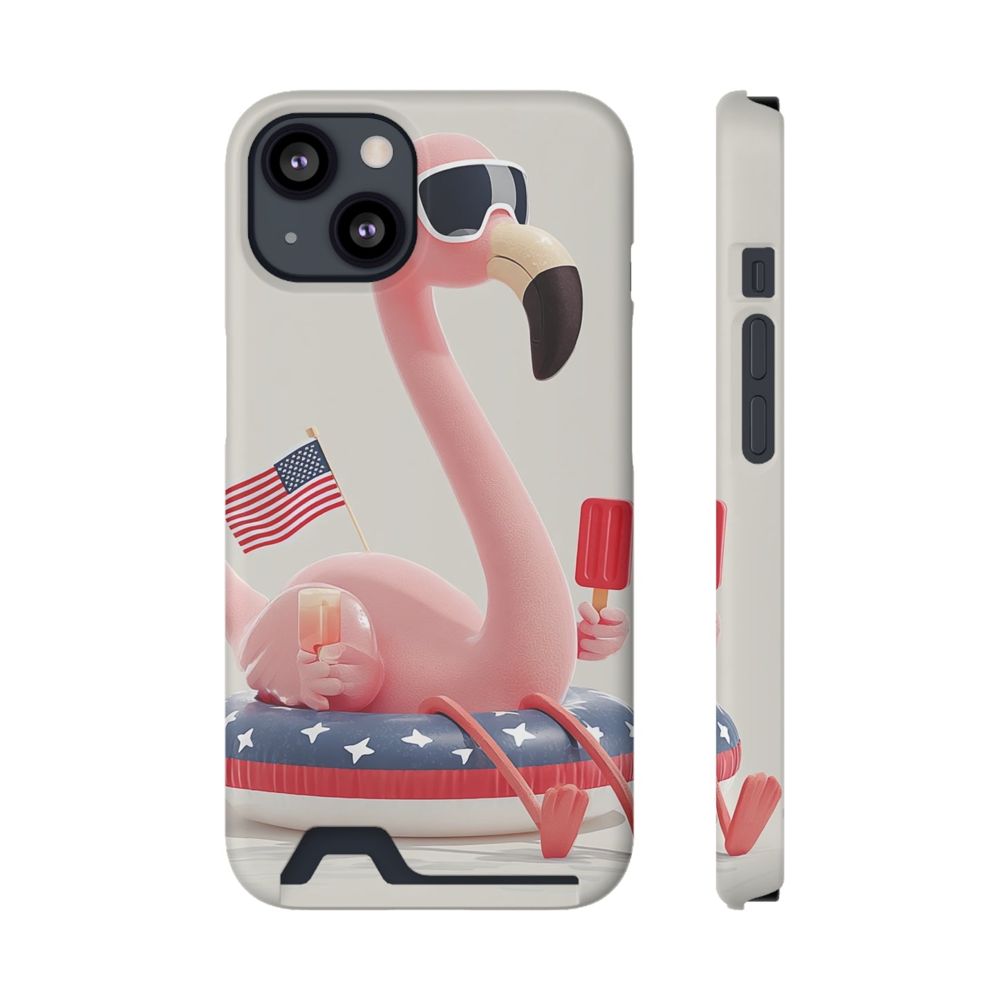 Summer Vibes Phone Case with Card Holder, Cute Flamingo Design, Tropical Cell Phone Accessory, Beach Lover Gift, Fun Summer Accessory, [...]