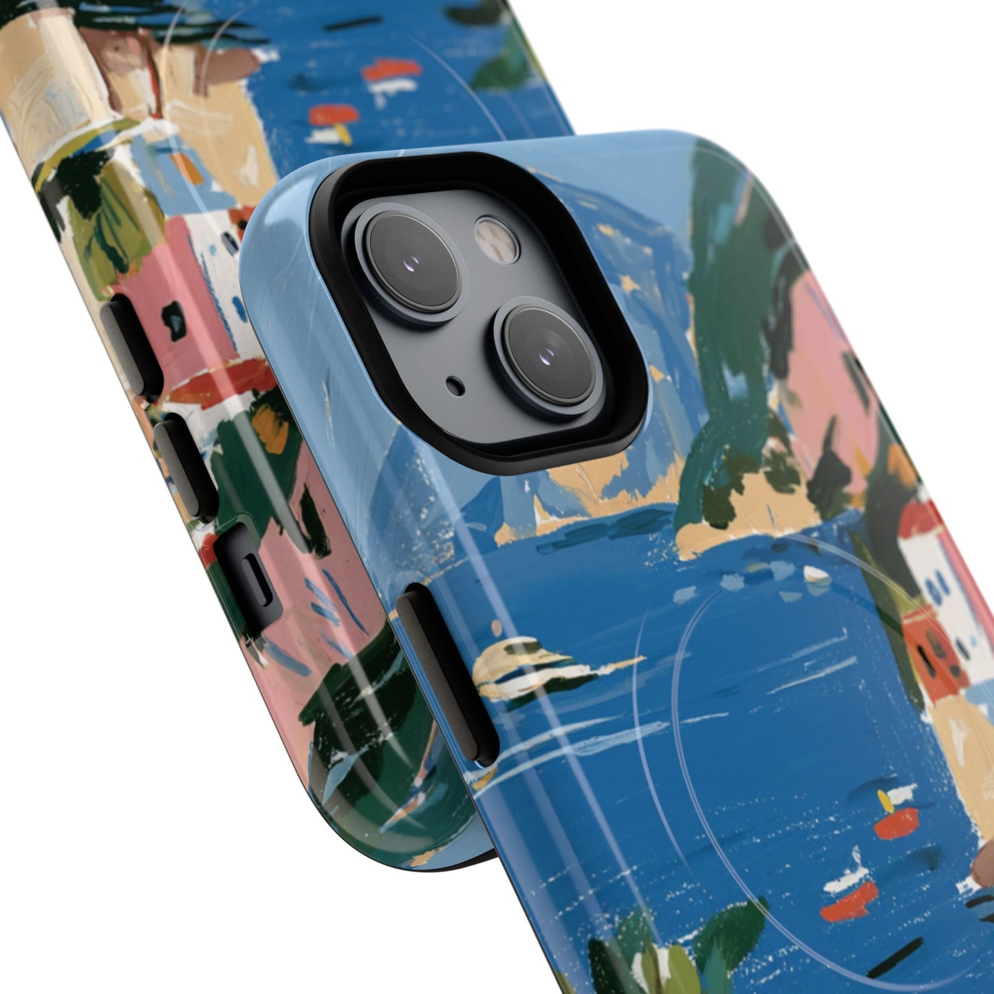 Mediterranean Seaside Phone Case — Painterly Lemon Coast Tough Magnetic Case