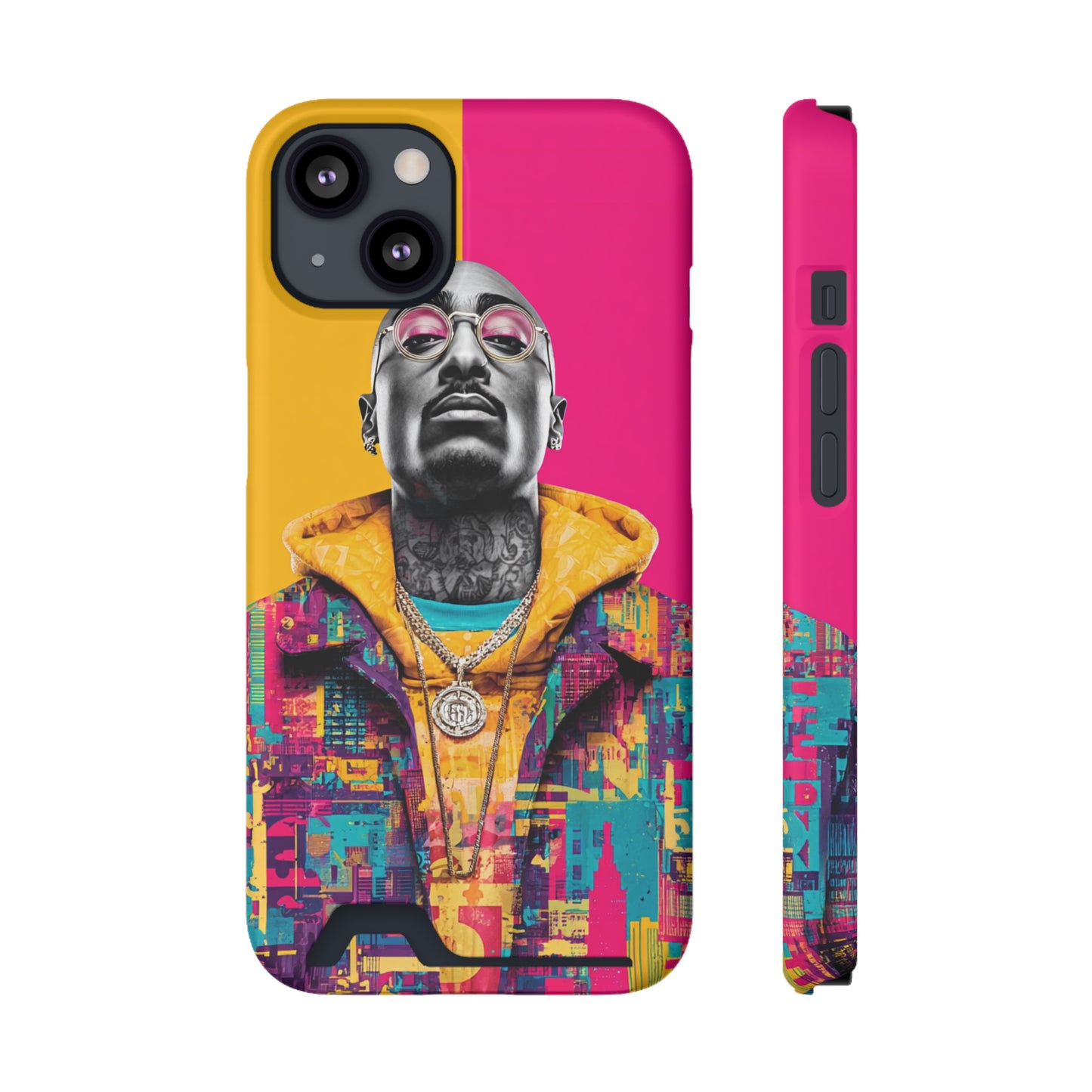 Vibrant Phone Case With Card Holder - Retro Style, Hip Hop Lover's Accessory, Colorful Gift, Music Enthusiast Essential, Unique Phone [...]