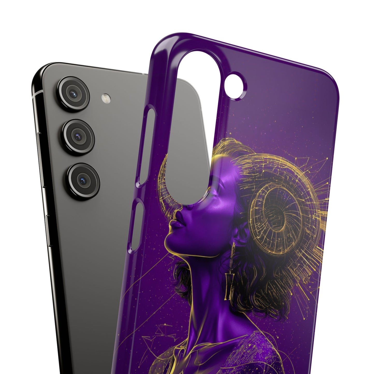 Purple & Gold Celestial Virgo Phone Case – Snap Cover for Samsung & iPhone
