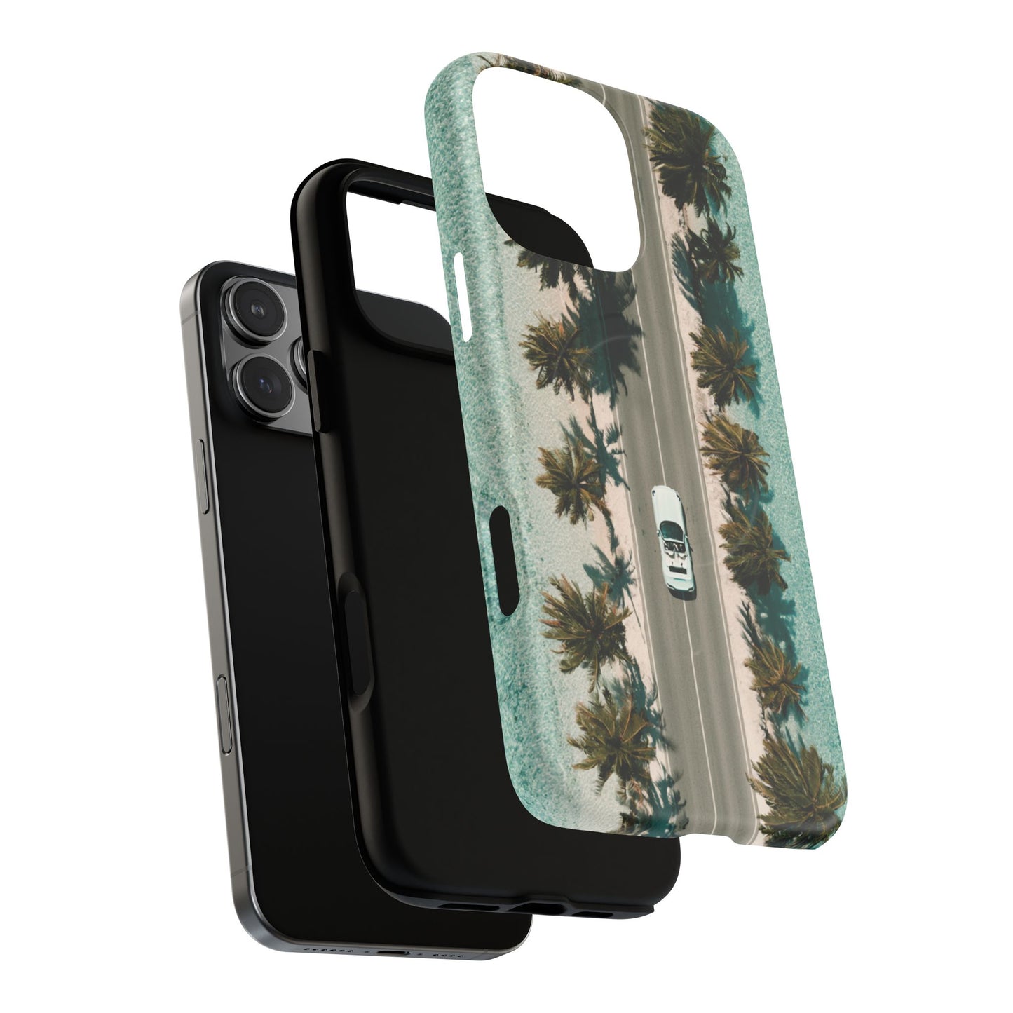 Palm Road Tough Magnetic Phone Case — Coastal Aerial Car Design