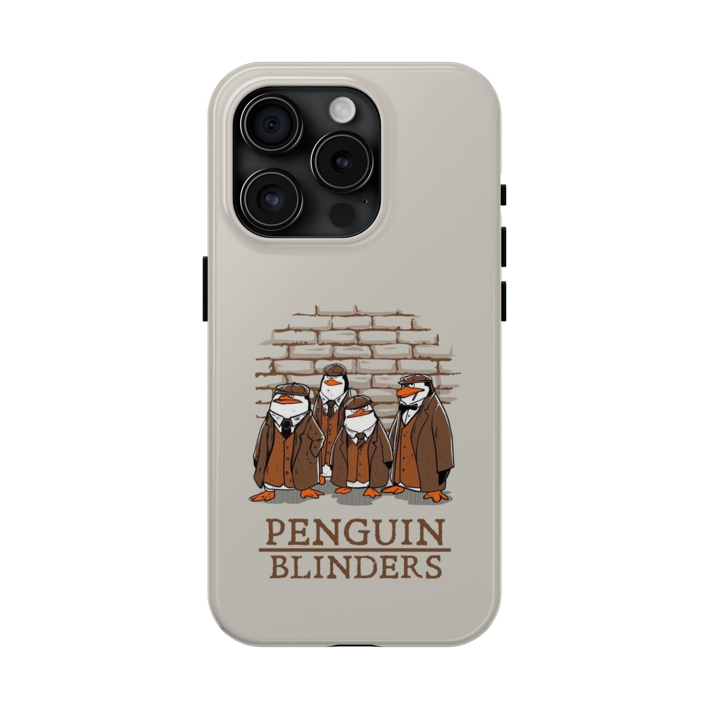 Penguin Blinders Vintage Grey Phone Case | iPhone 17 Tough Case