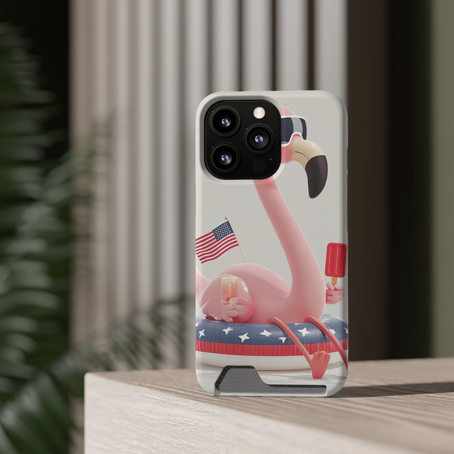 Summer Vibes Phone Case with Card Holder, Cute Flamingo Design, Tropical Cell Phone Accessory, Beach Lover Gift, Fun Summer Accessory, [...]