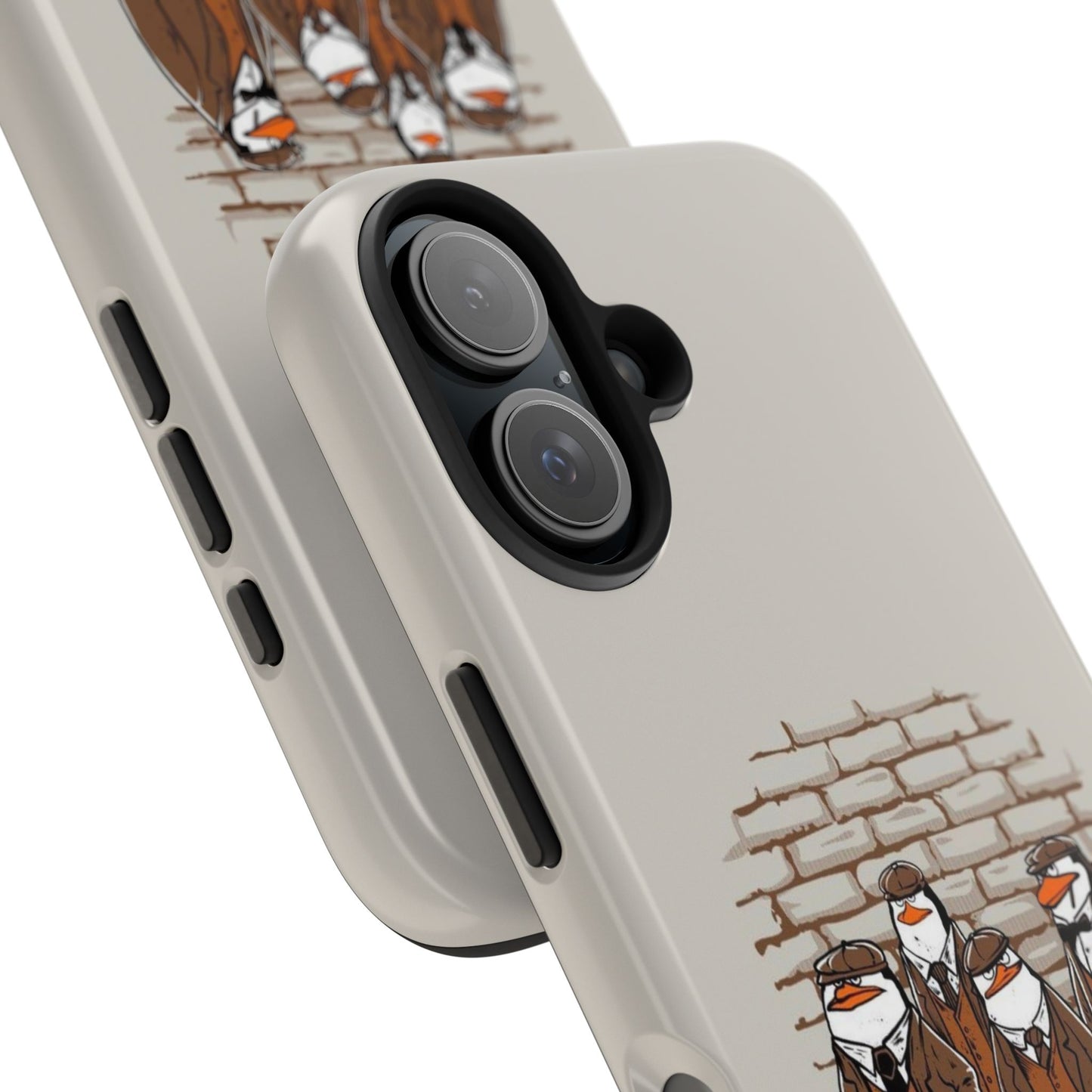 Penguin Blinders Vintage Grey Phone Case | iPhone 17 Tough Case