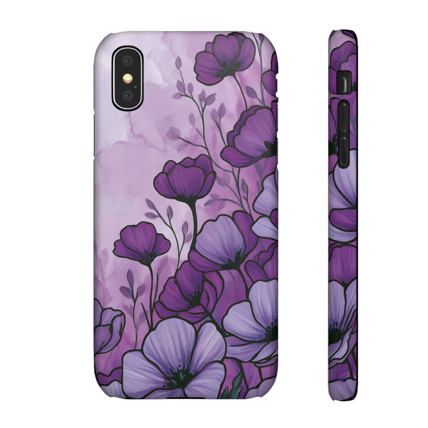 Purple Floral Phone Case – Violet Watercolor Poppy Snap Case