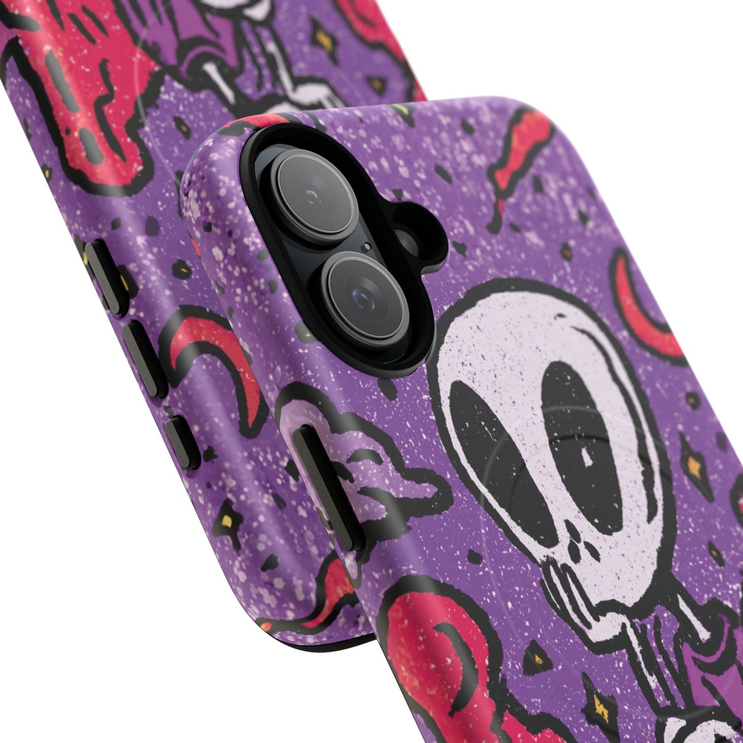 Alien Mushroom Phone Case — Cute Skeletal Space Illustration Tough Magnetic Case