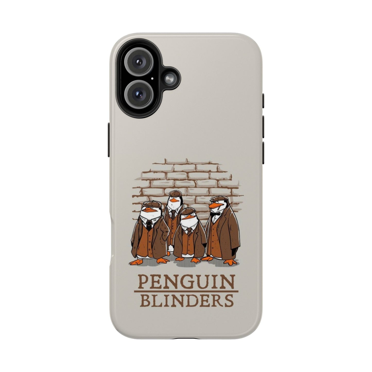 Penguin Blinders Vintage Grey Phone Case | iPhone 17 Tough Case
