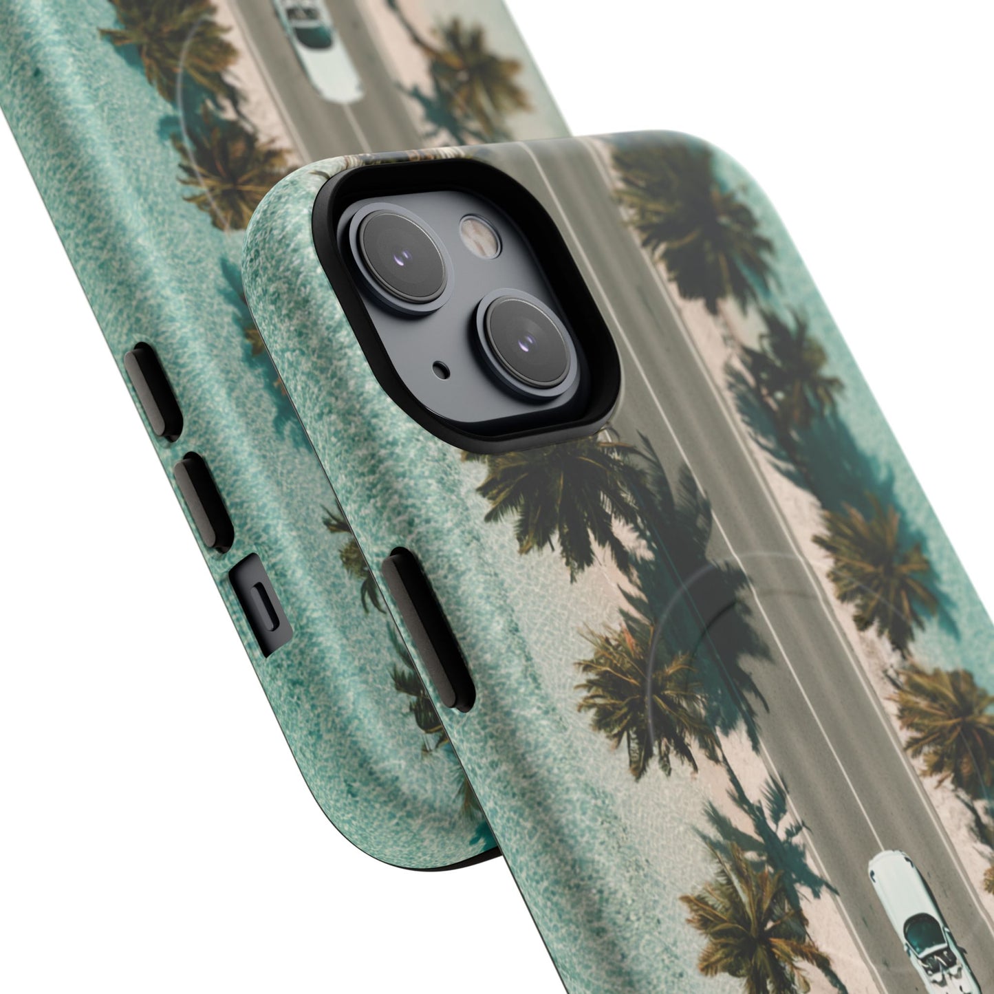 Palm Road Tough Magnetic Phone Case — Coastal Aerial Car Design
