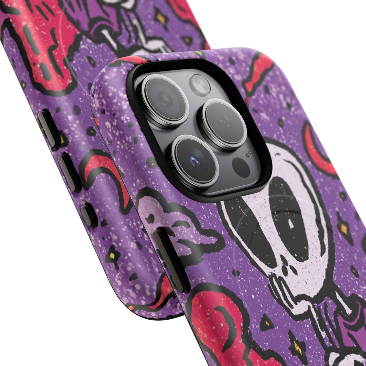 Alien Mushroom Phone Case — Cute Skeletal Space Illustration Tough Magnetic Case