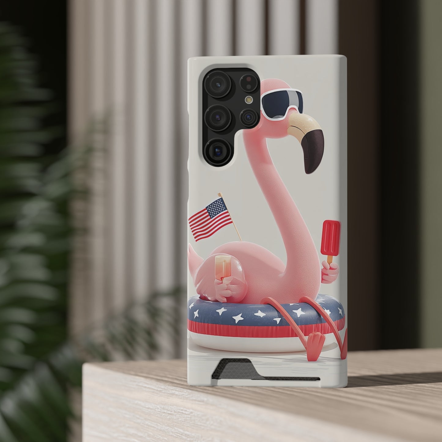 Summer Vibes Phone Case with Card Holder, Cute Flamingo Design, Tropical Cell Phone Accessory, Beach Lover Gift, Fun Summer Accessory, [...]