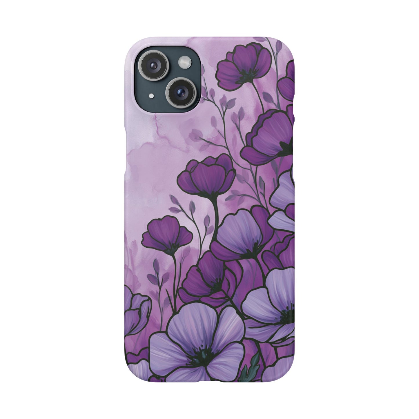 Purple Floral Phone Case – Violet Watercolor Poppy Snap Case