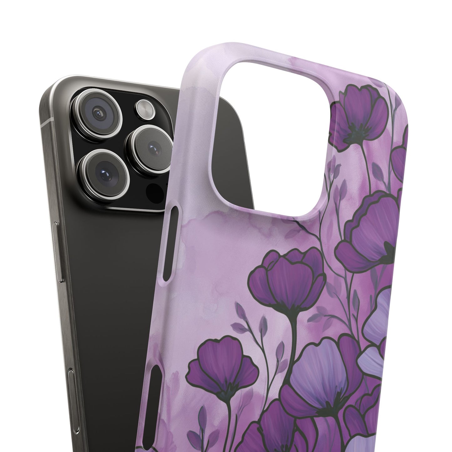 Purple Floral Phone Case – Violet Watercolor Poppy Snap Case