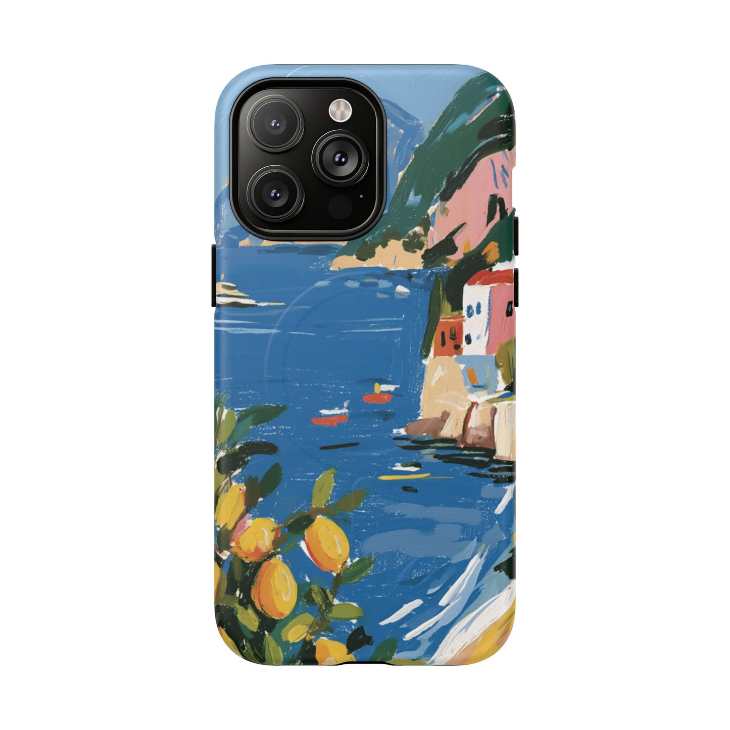Mediterranean Seaside Phone Case — Painterly Lemon Coast Tough Magnetic Case