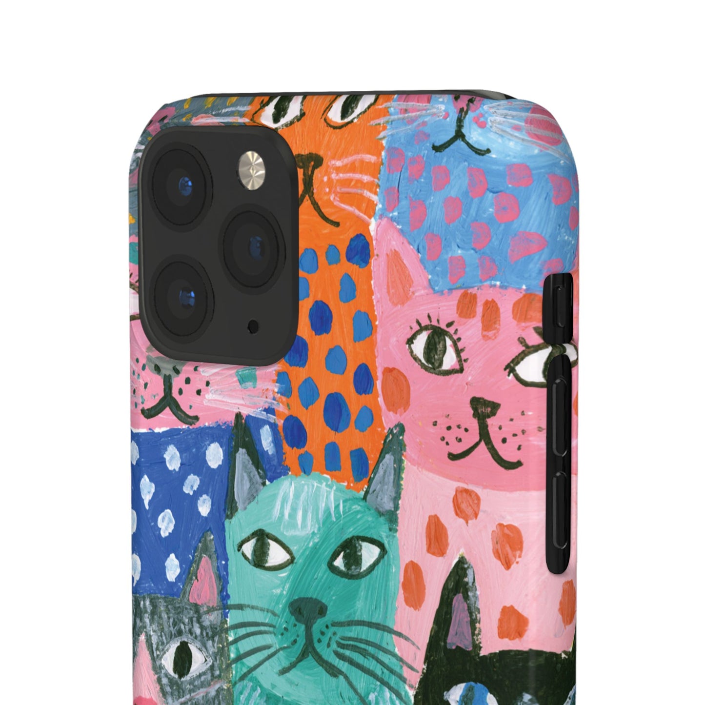 Colorful Cat Pattern Phone Case – Cute Multicolor Kitty Snap Case