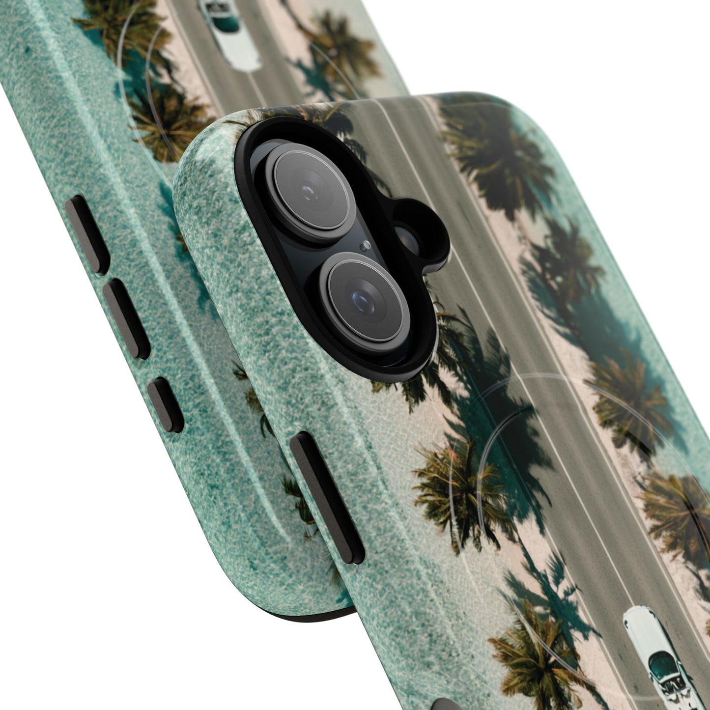 Palm Road Tough Magnetic Phone Case — Coastal Aerial Car Design