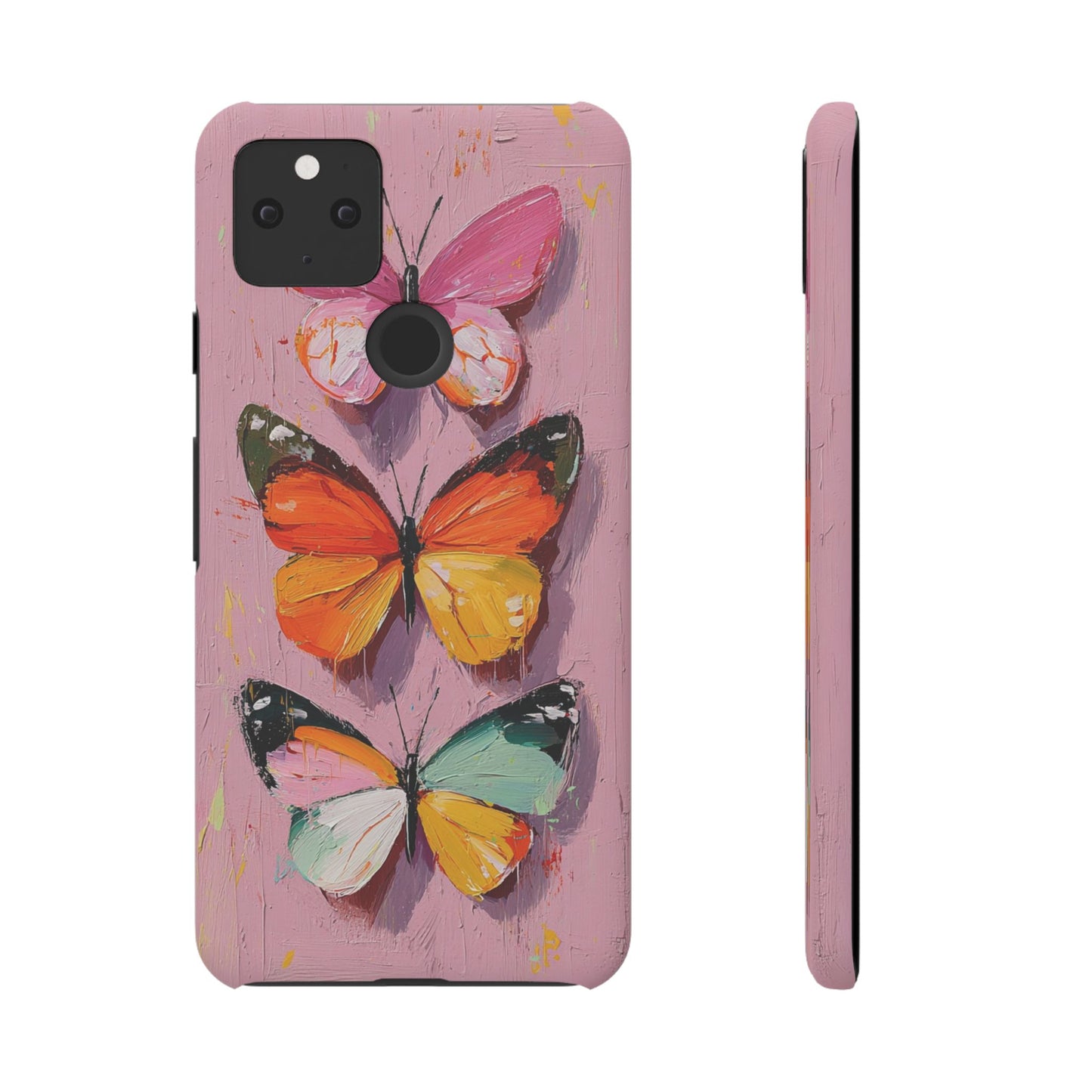 Pink Butterfly Snap Case Cover For iPhone and Samsung