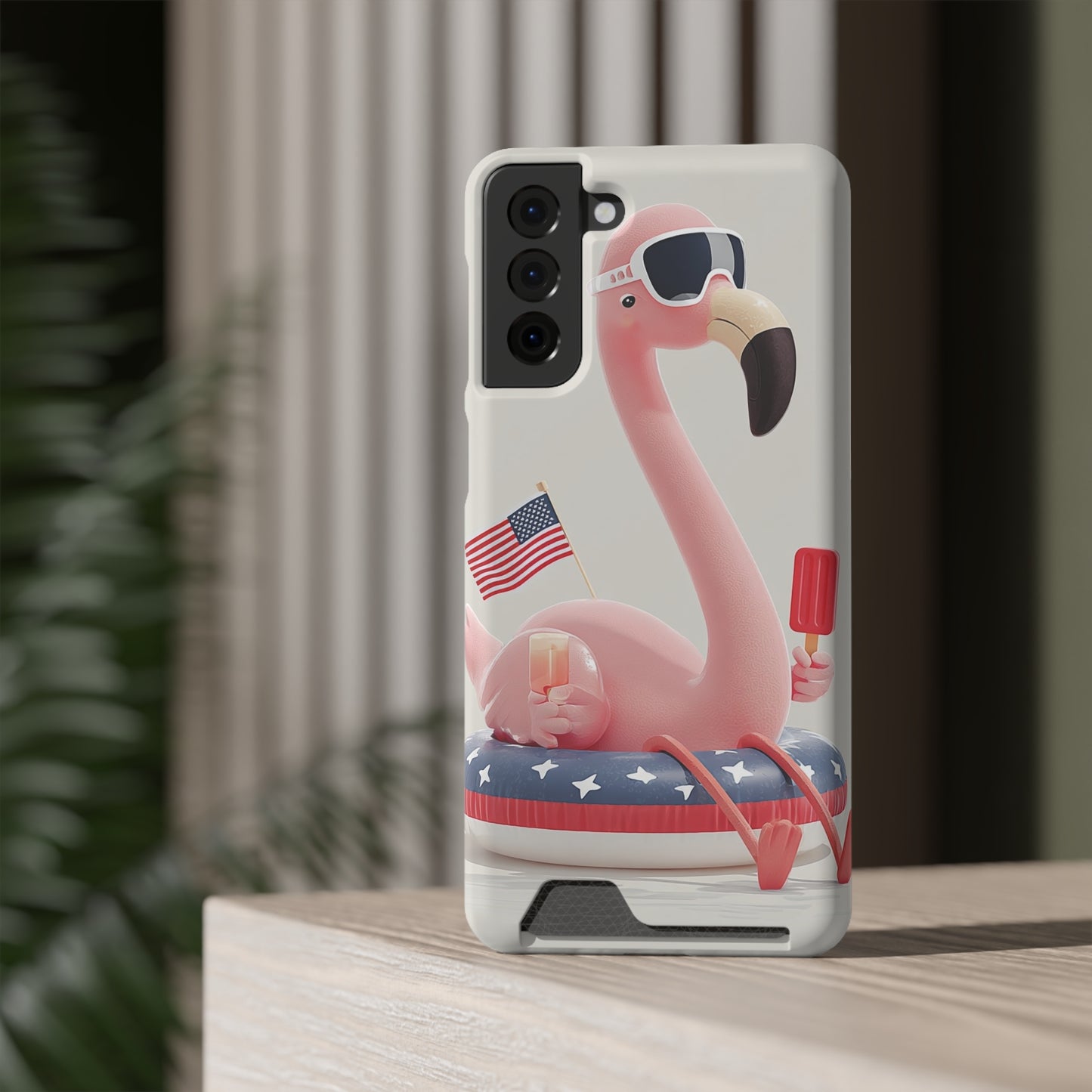 Summer Vibes Phone Case with Card Holder, Cute Flamingo Design, Tropical Cell Phone Accessory, Beach Lover Gift, Fun Summer Accessory, [...]