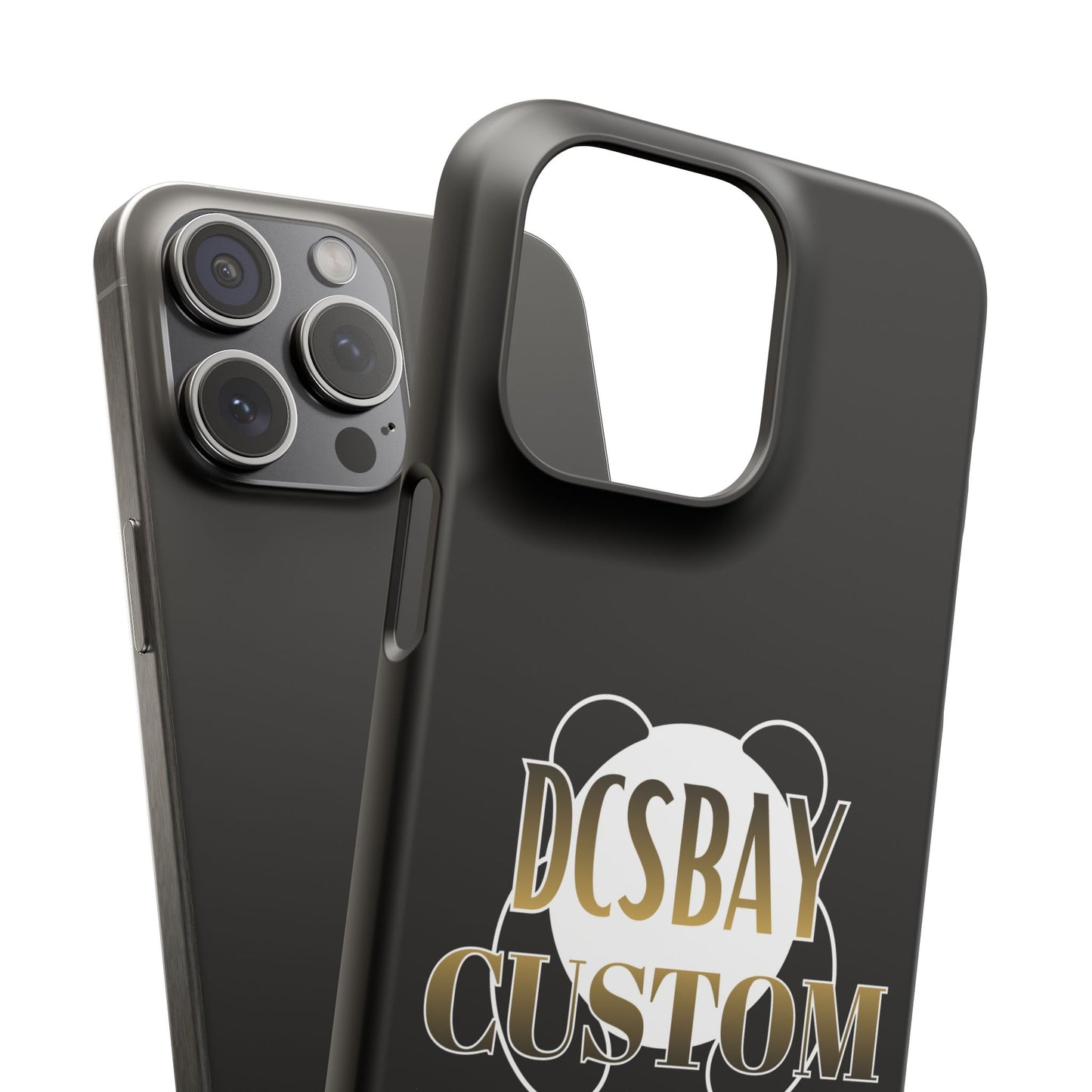 Phone Case — Glossy Black Custom "DCSBAY CUSTOM" Logo Snap Case