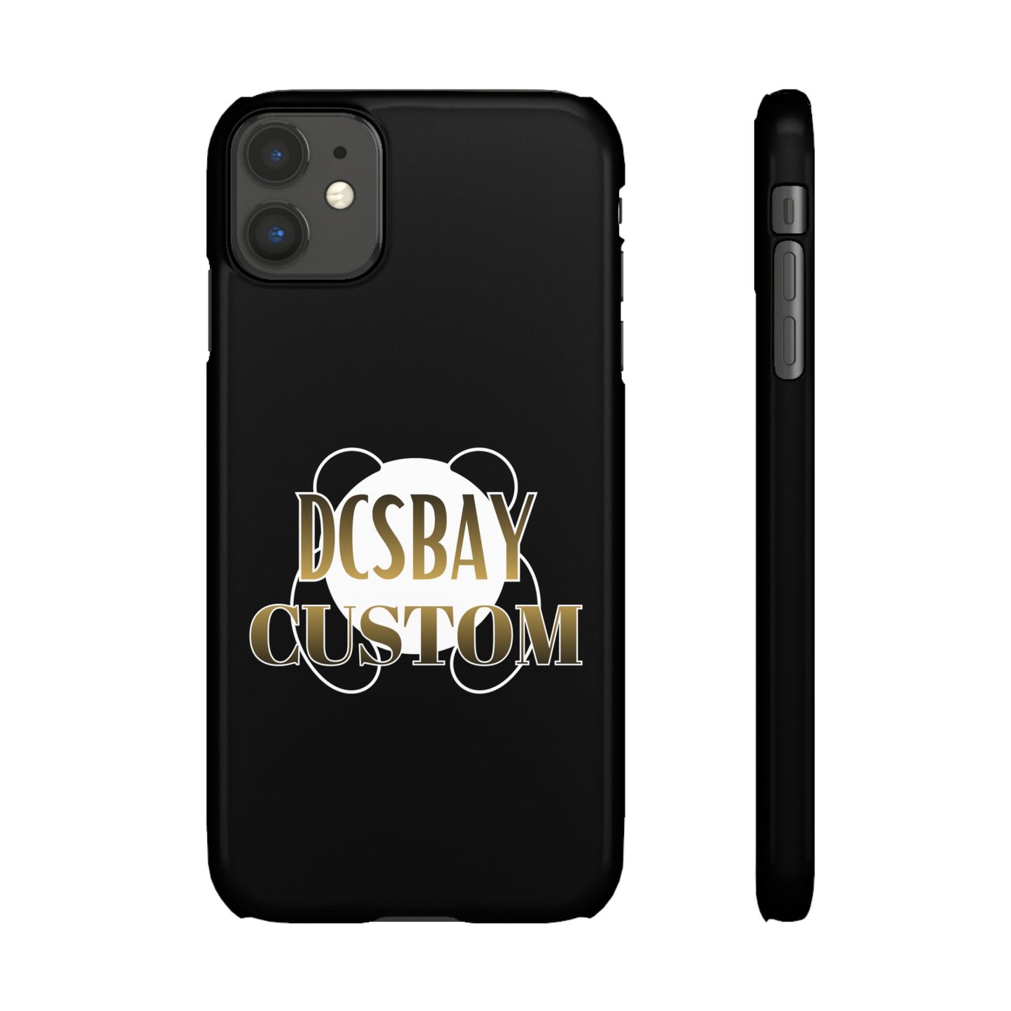 Phone Case — Glossy Black Custom "DCSBAY CUSTOM" Logo Snap Case