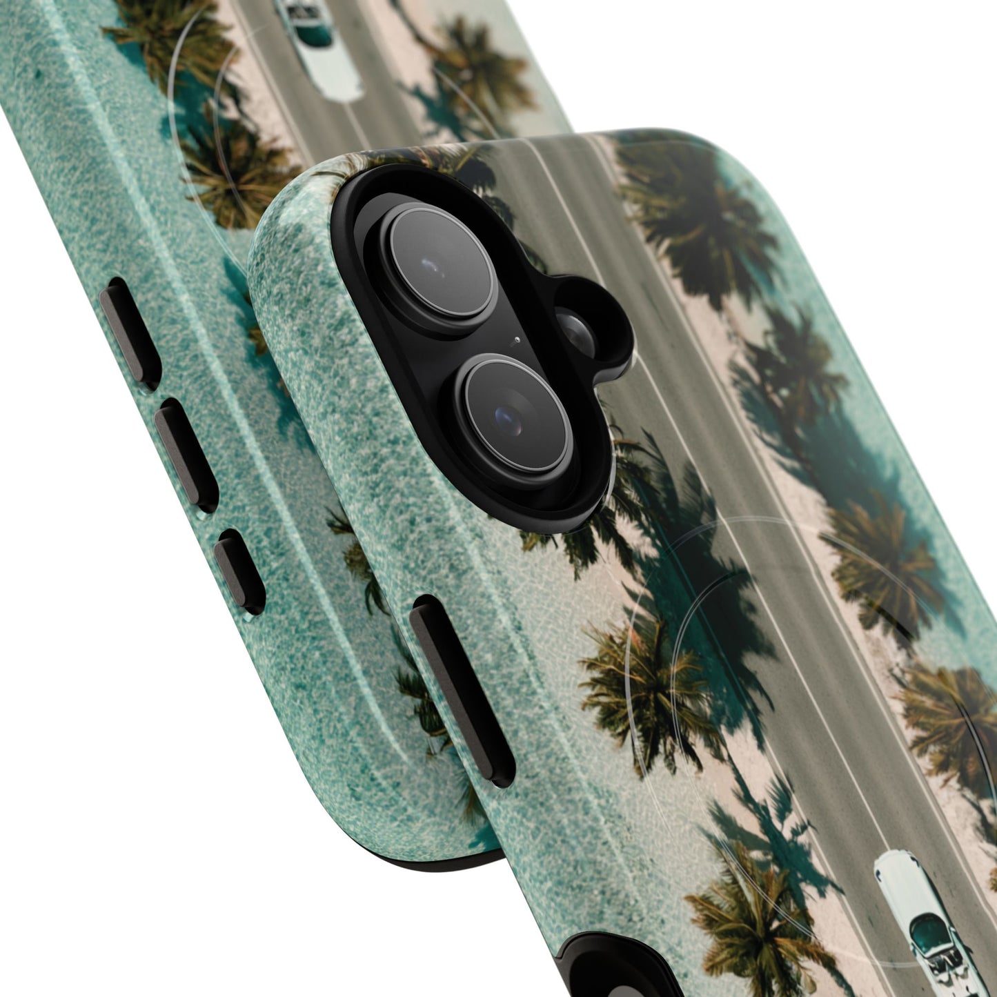 Palm Road Tough Magnetic Phone Case — Coastal Aerial Car Design