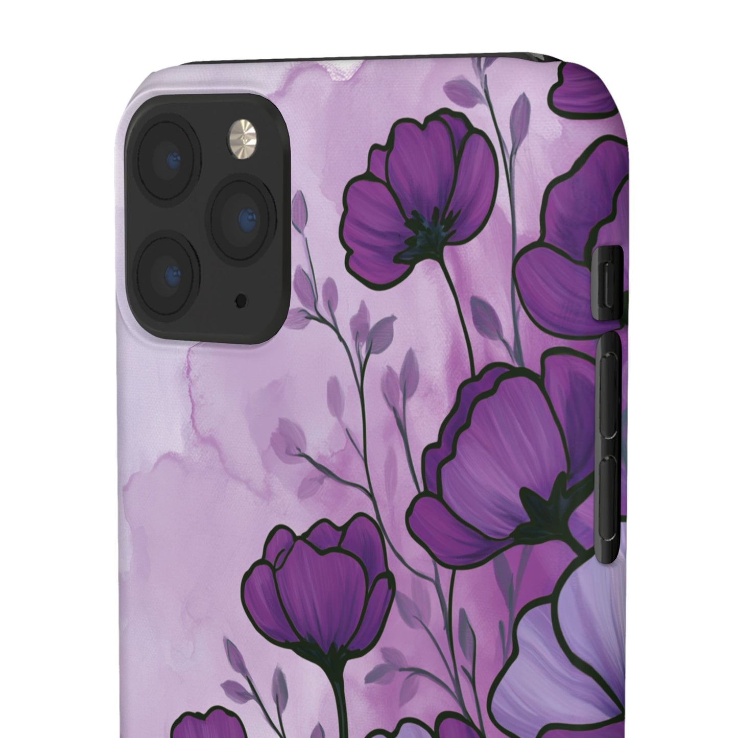 Purple Floral Phone Case – Violet Watercolor Poppy Snap Case