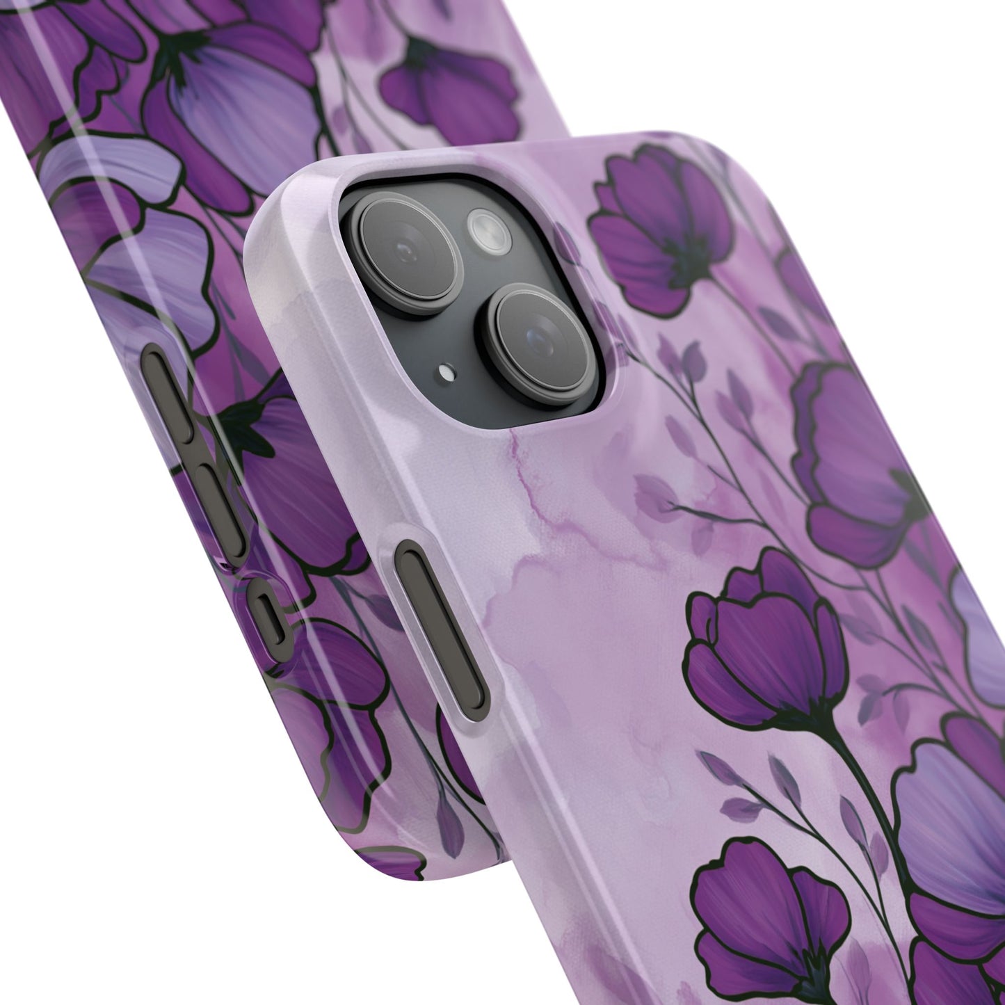 Purple Floral Phone Case – Violet Watercolor Poppy Snap Case