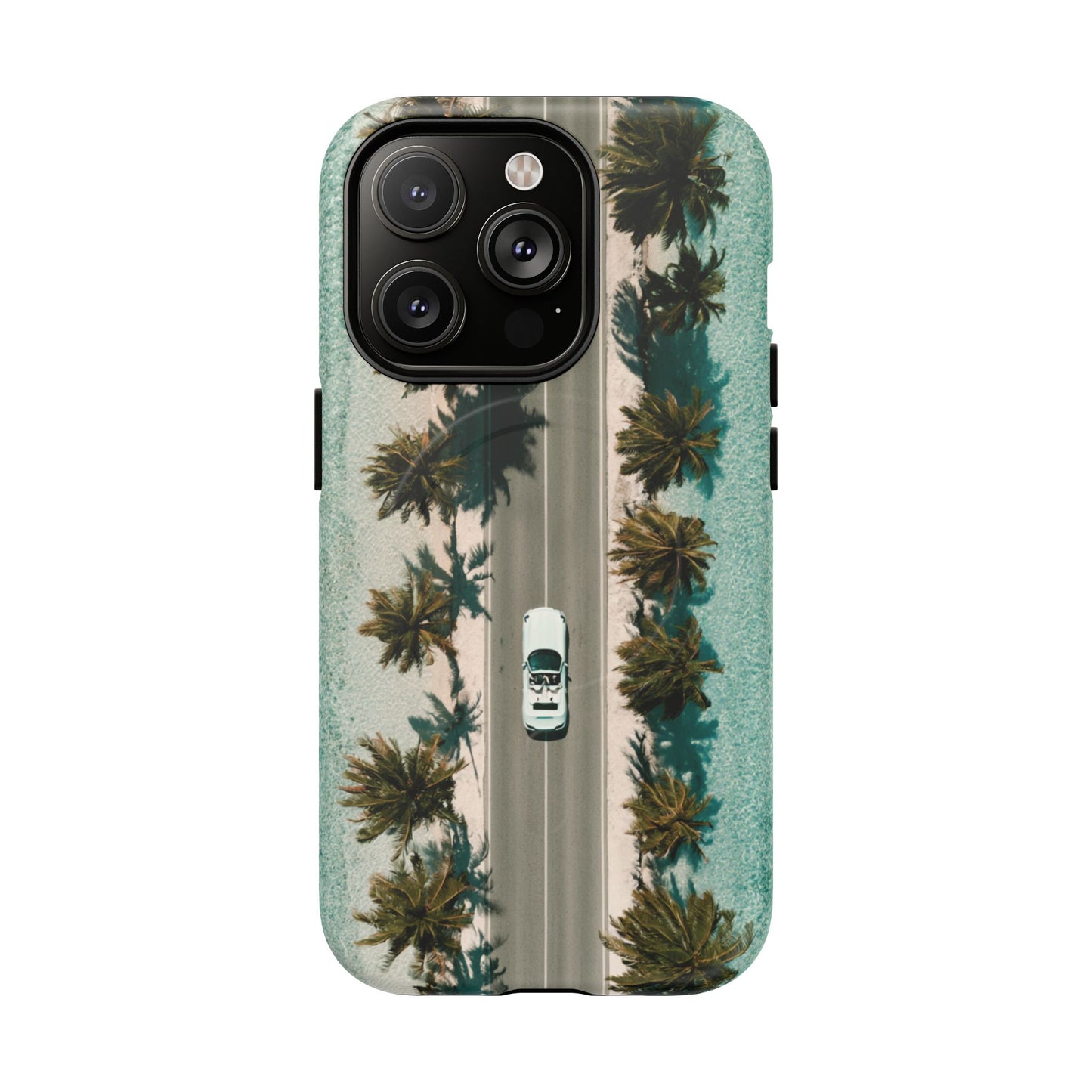 Palm Road Tough Magnetic Phone Case — Coastal Aerial Car Design