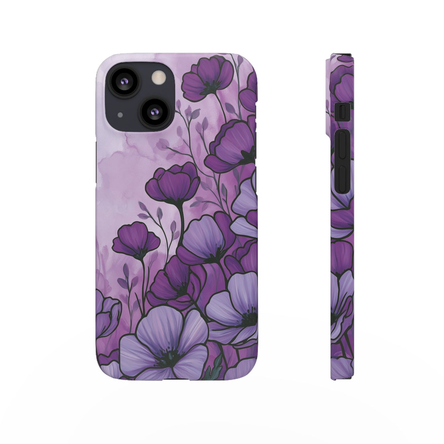 Purple Floral Phone Case – Violet Watercolor Poppy Snap Case
