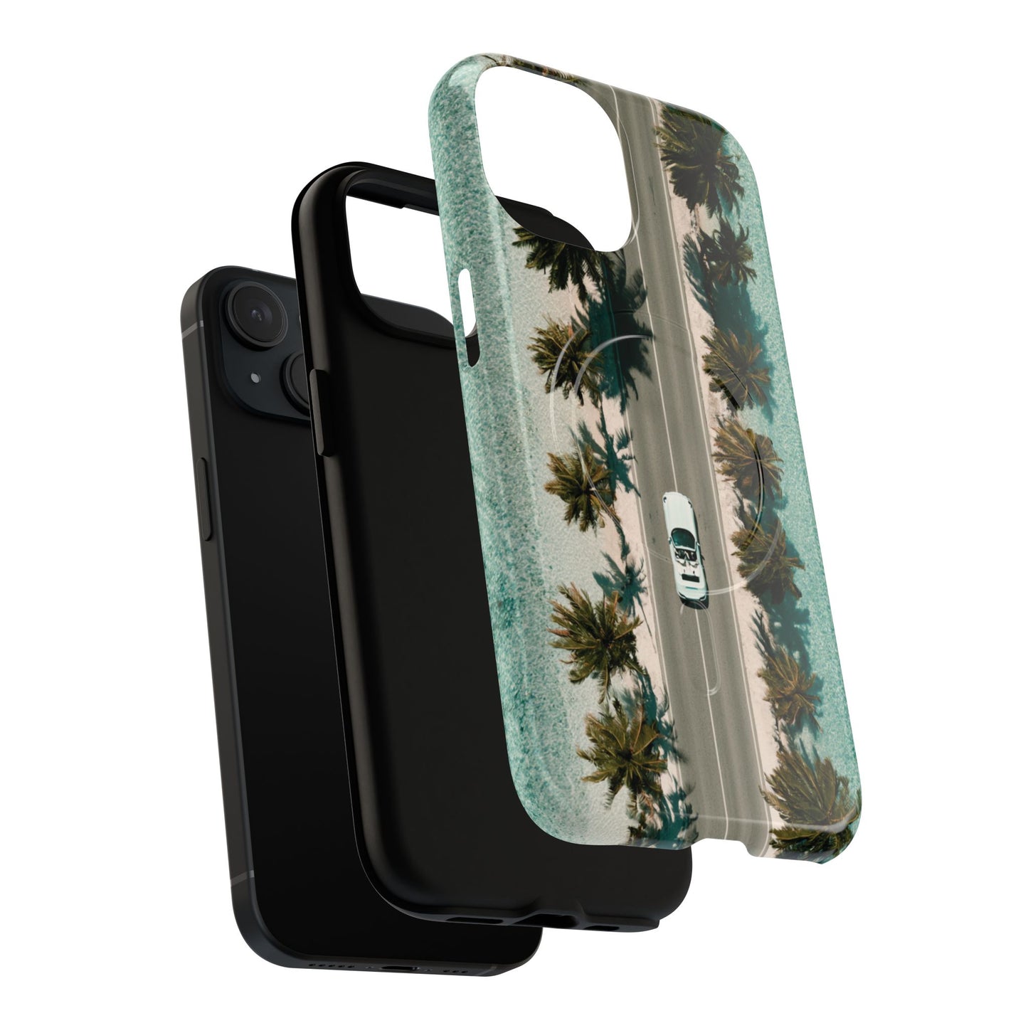Palm Road Tough Magnetic Phone Case — Coastal Aerial Car Design