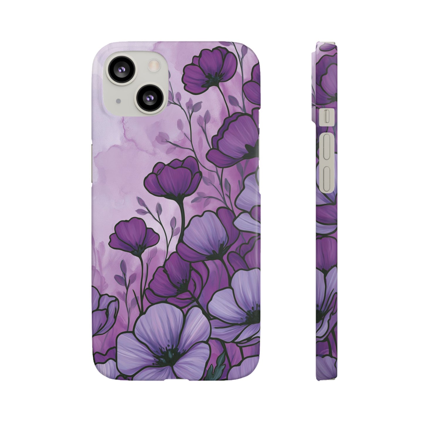 Purple Floral Phone Case – Violet Watercolor Poppy Snap Case