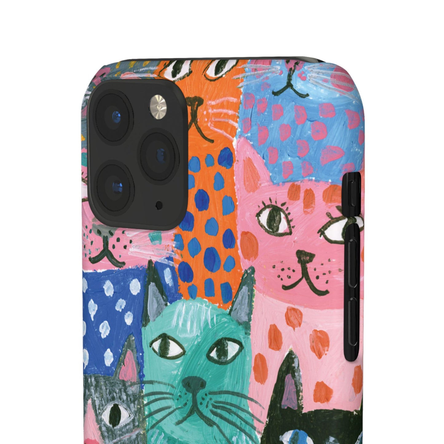 Colorful Cat Pattern Phone Case – Cute Multicolor Kitty Snap Case