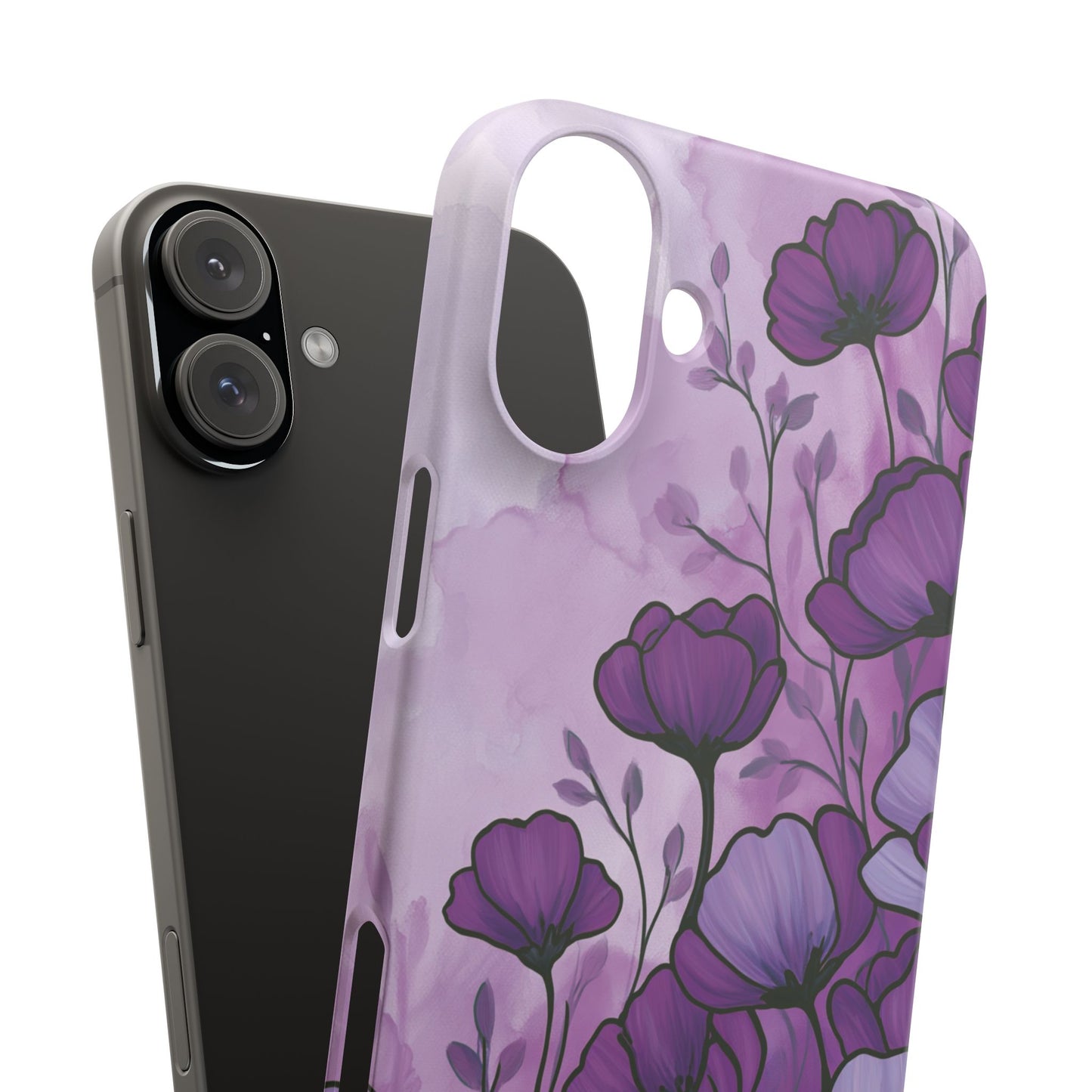 Purple Floral Phone Case – Violet Watercolor Poppy Snap Case