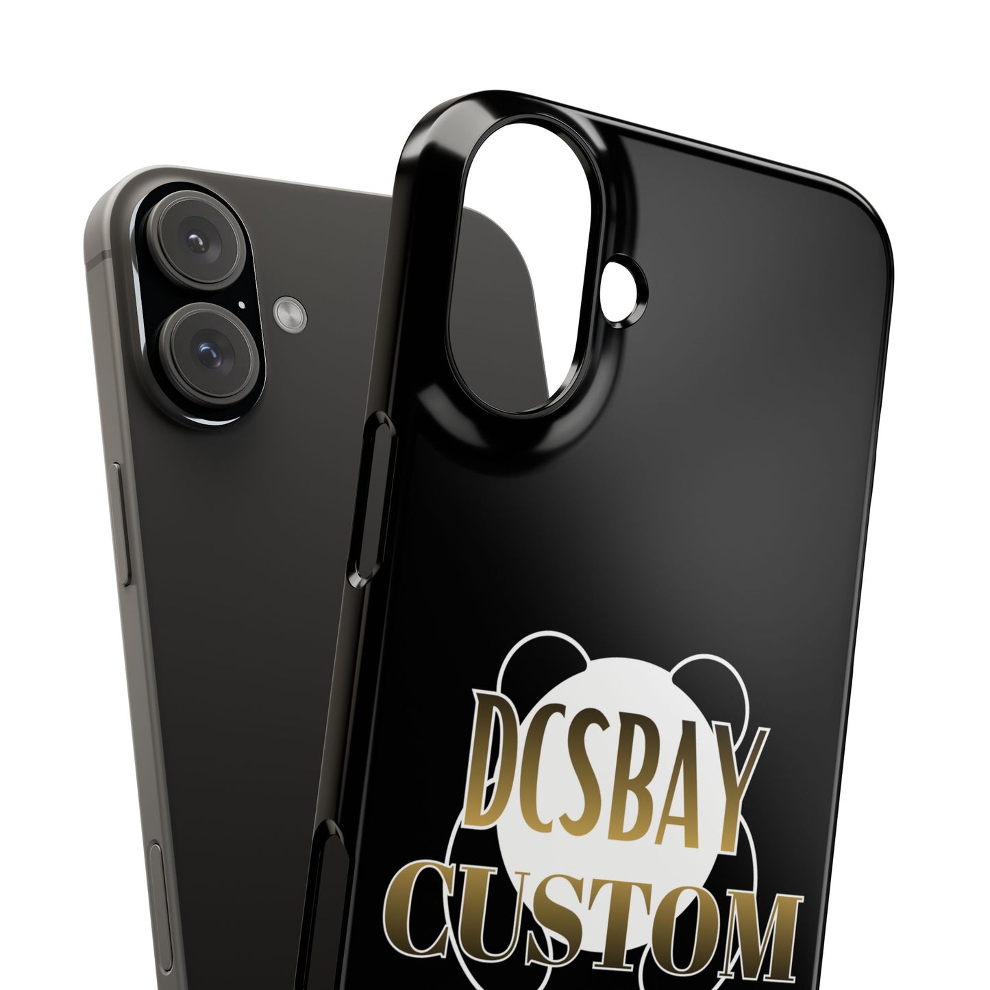 Phone Case — Glossy Black Custom "DCSBAY CUSTOM" Logo Snap Case
