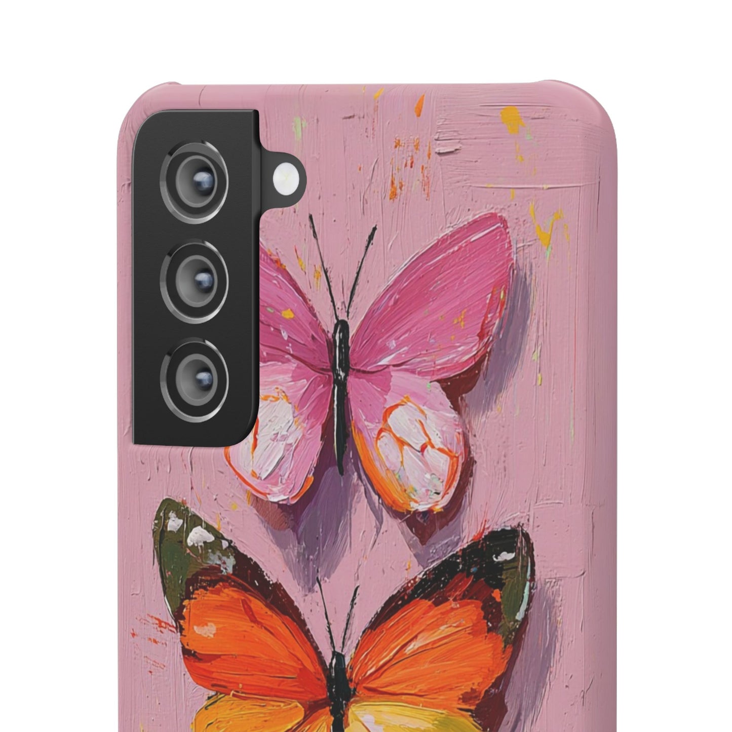 Pink Butterfly Snap Case Cover For iPhone and Samsung